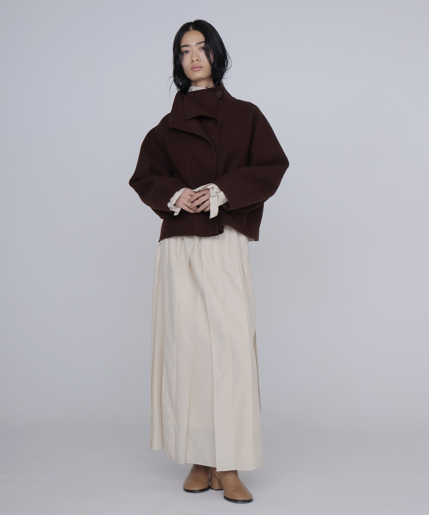 funnel neck short coat