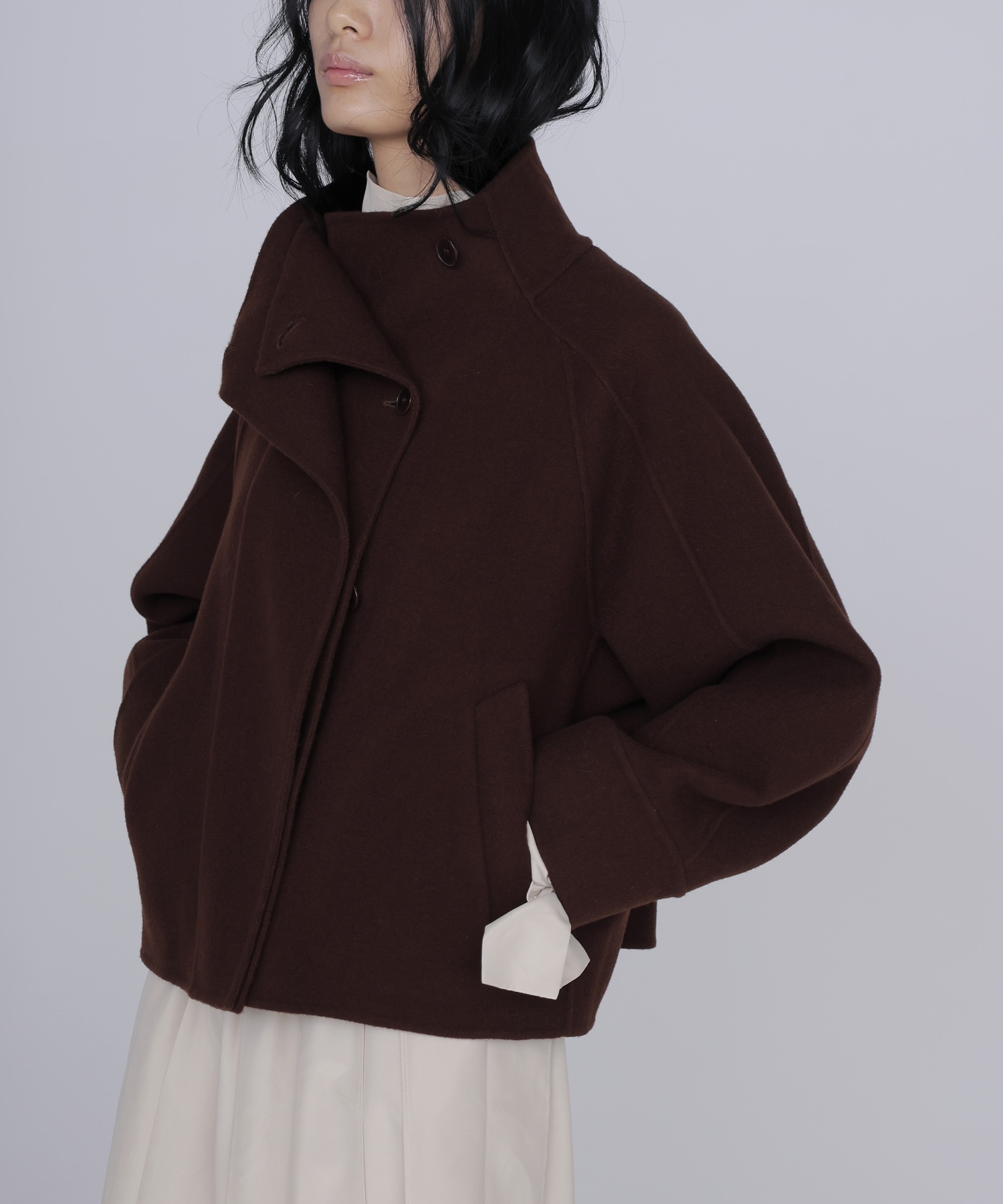 funnel neck short coat