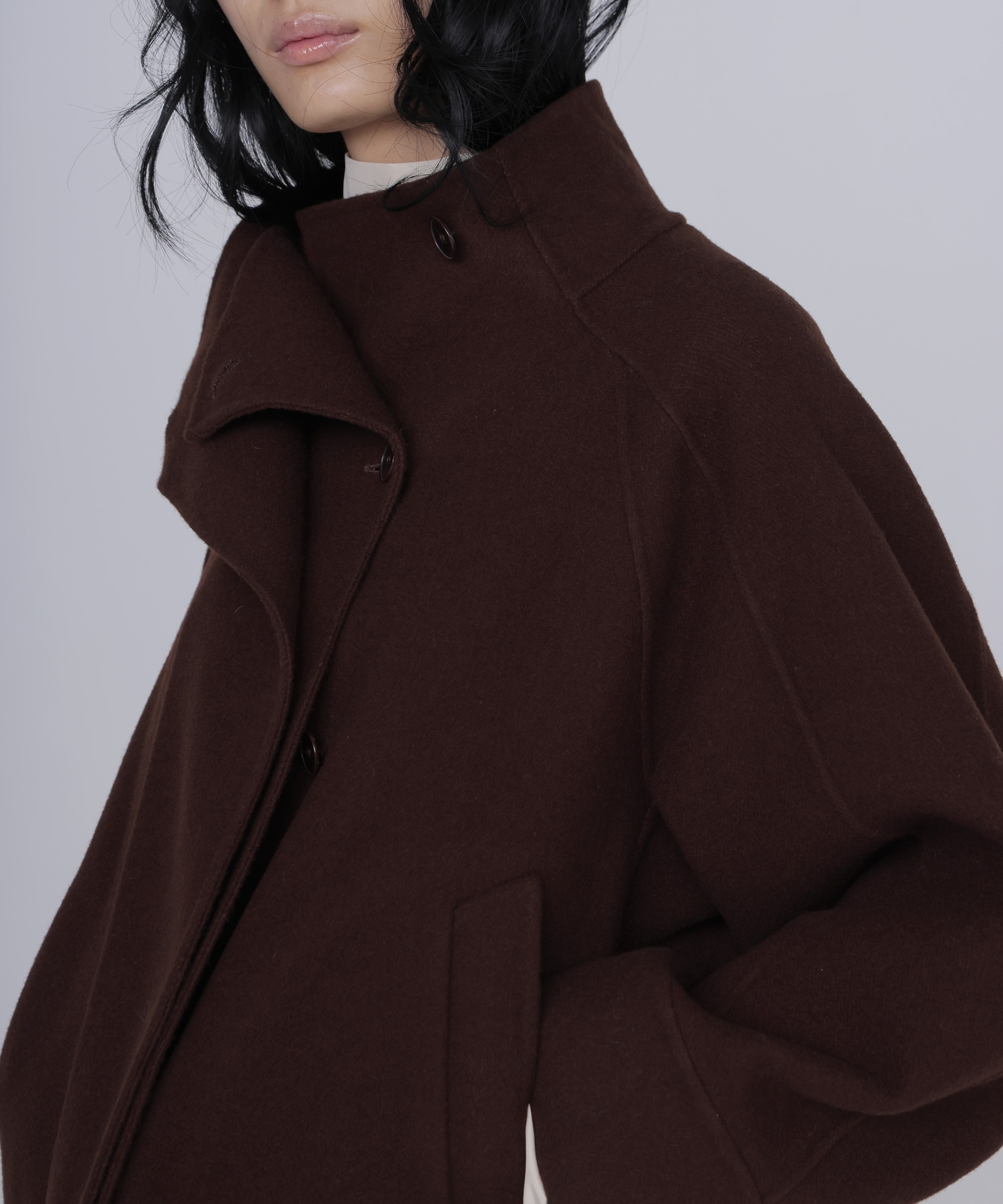 funnel neck short coat