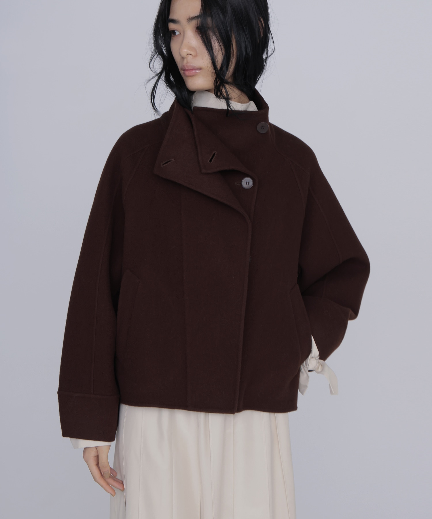 funnel neck short coat