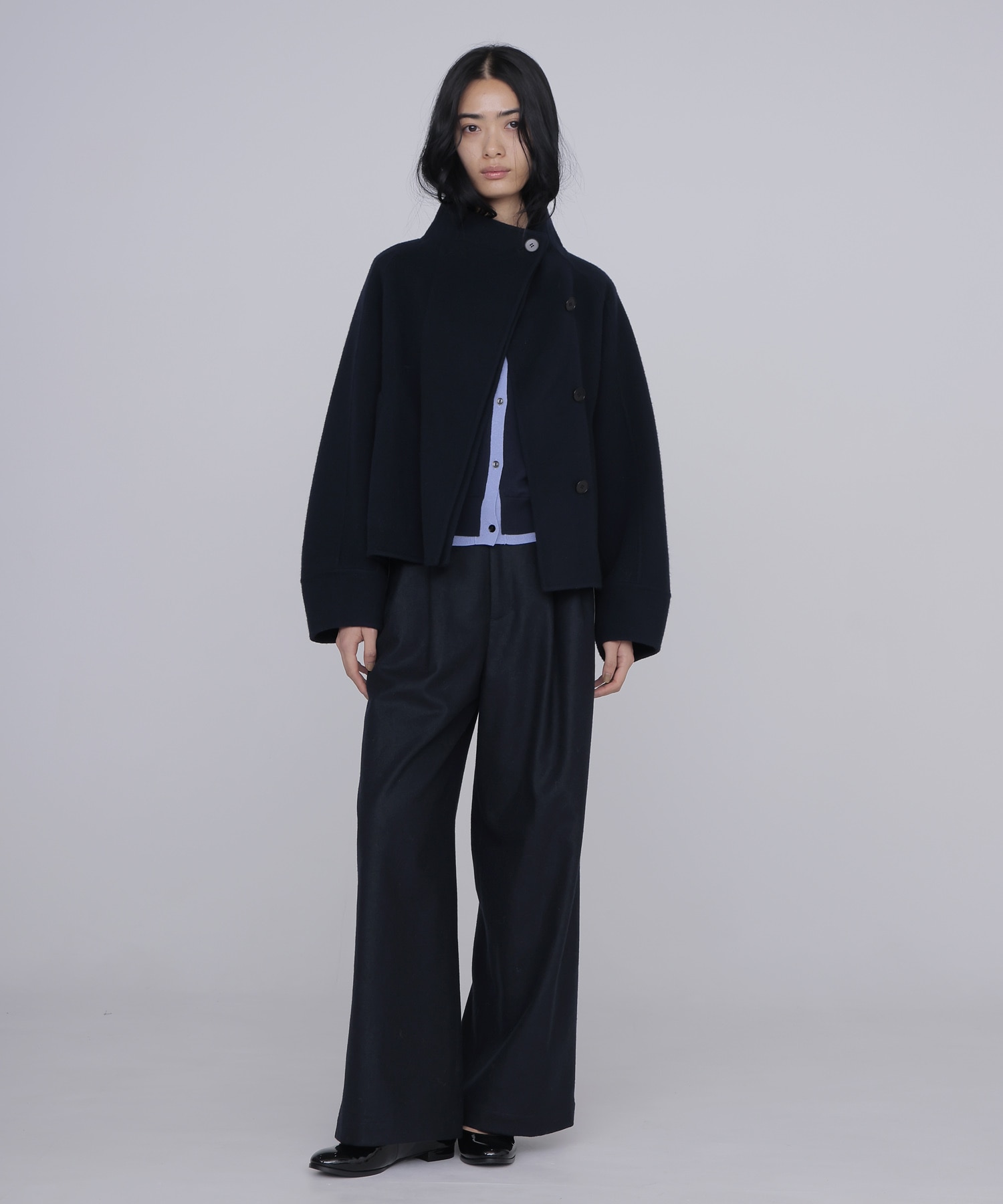 funnel neck short coat