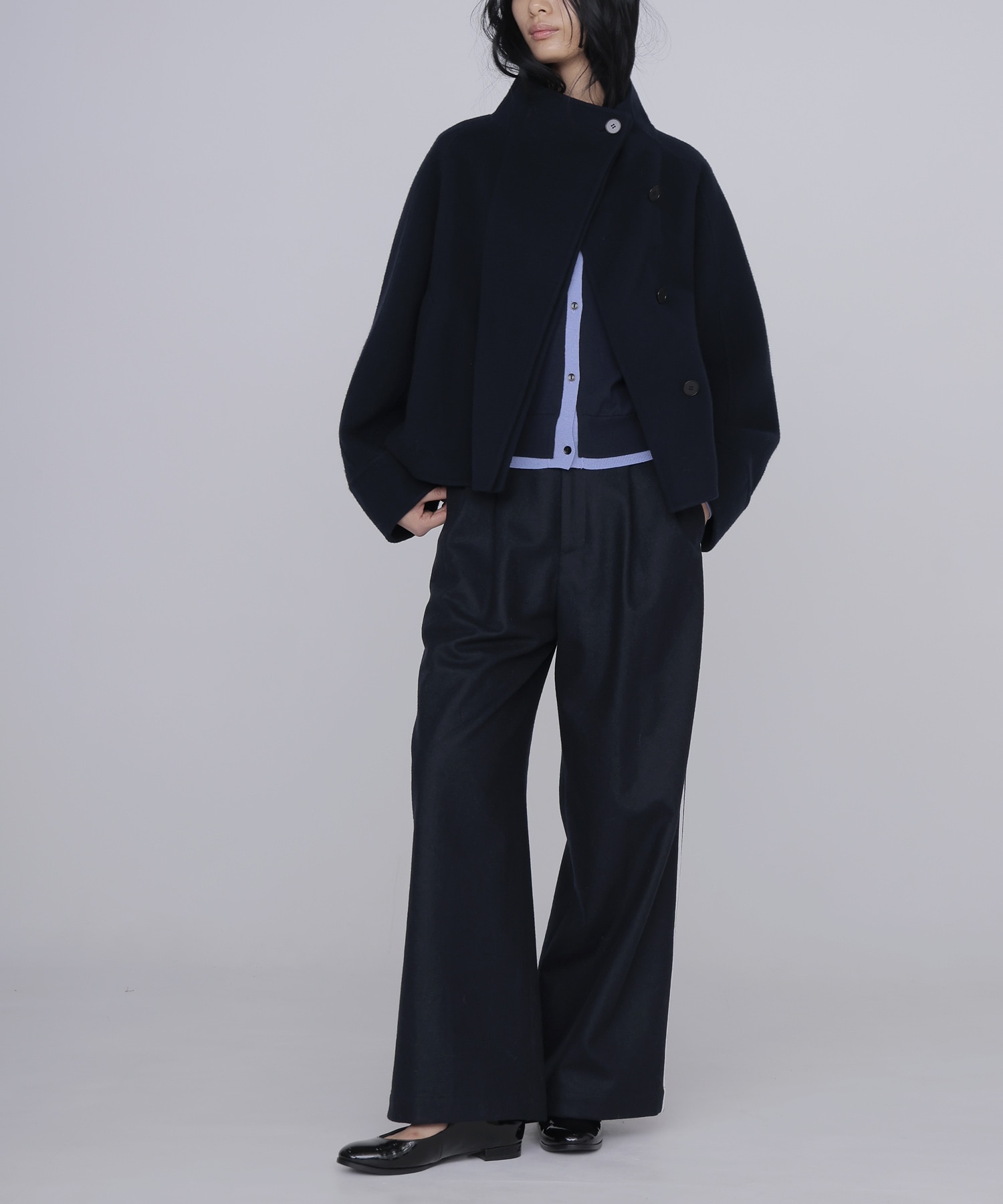funnel neck short coat