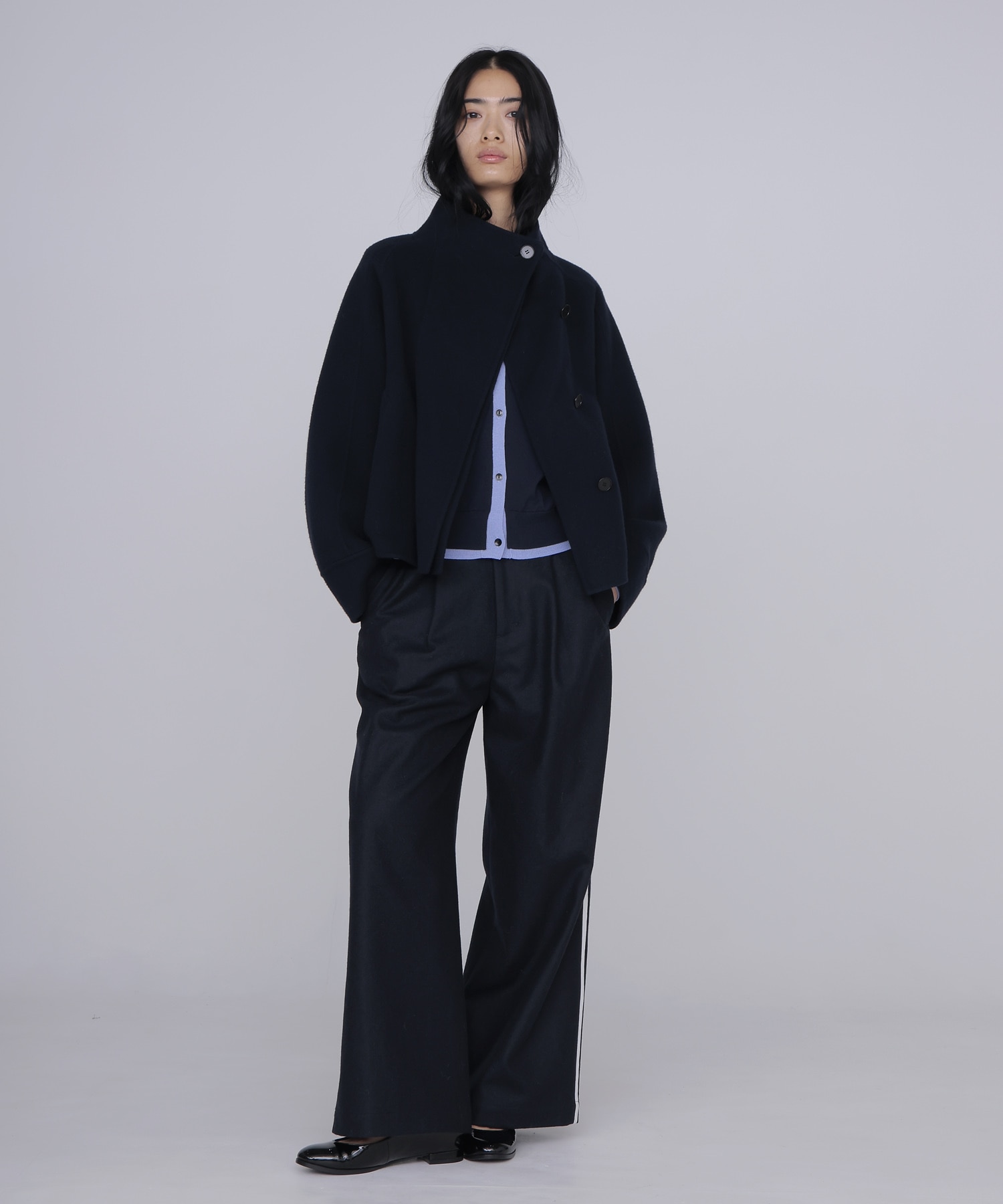 funnel neck short coat
