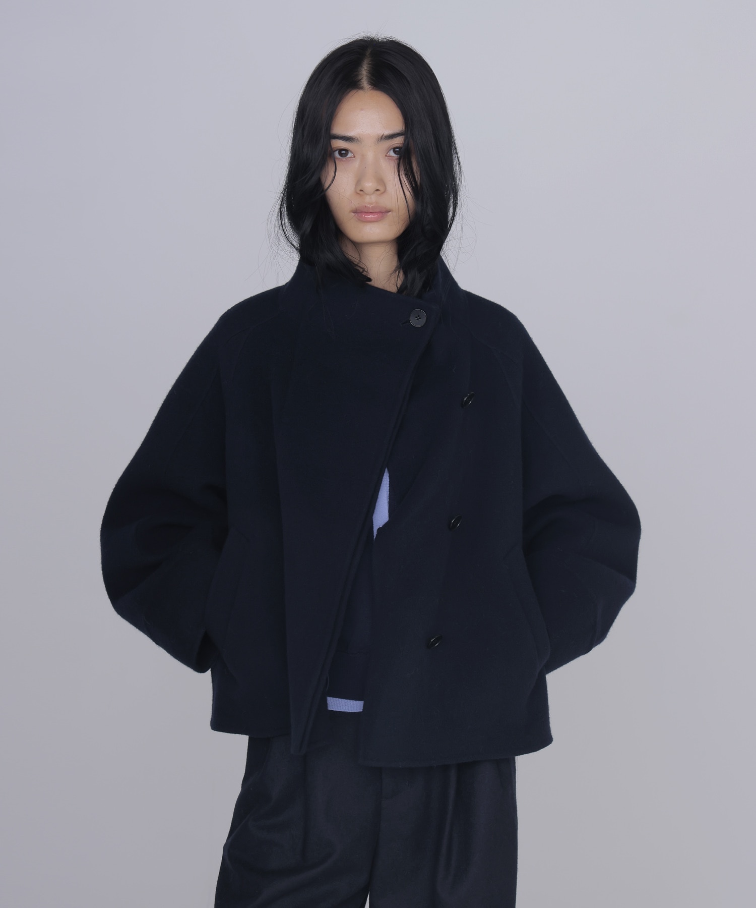 funnel neck short coat