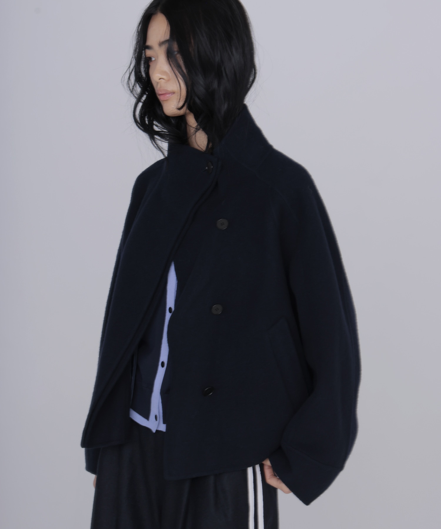funnel neck short coat