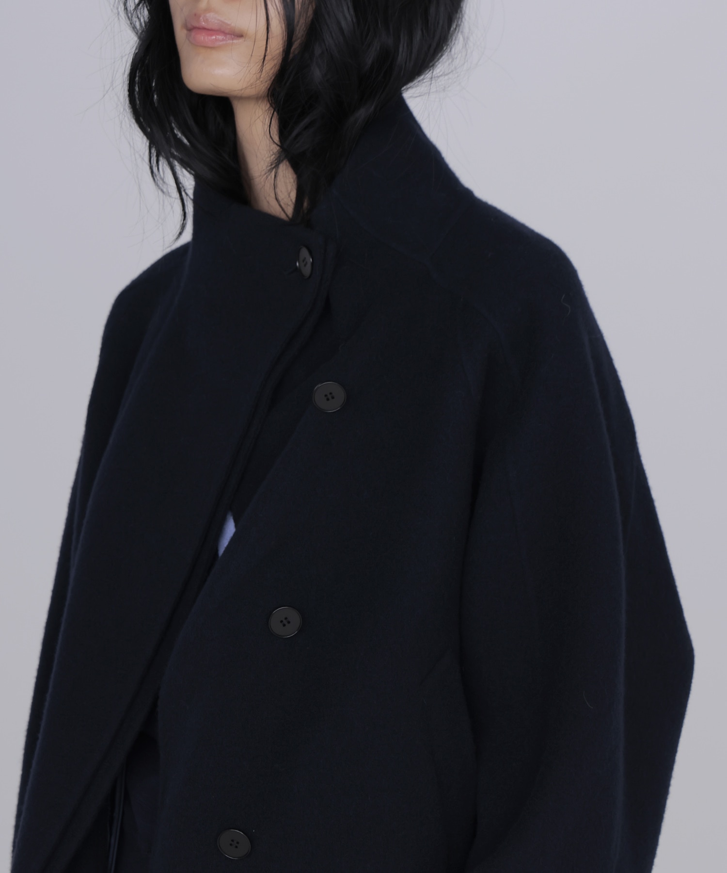 funnel neck short coat