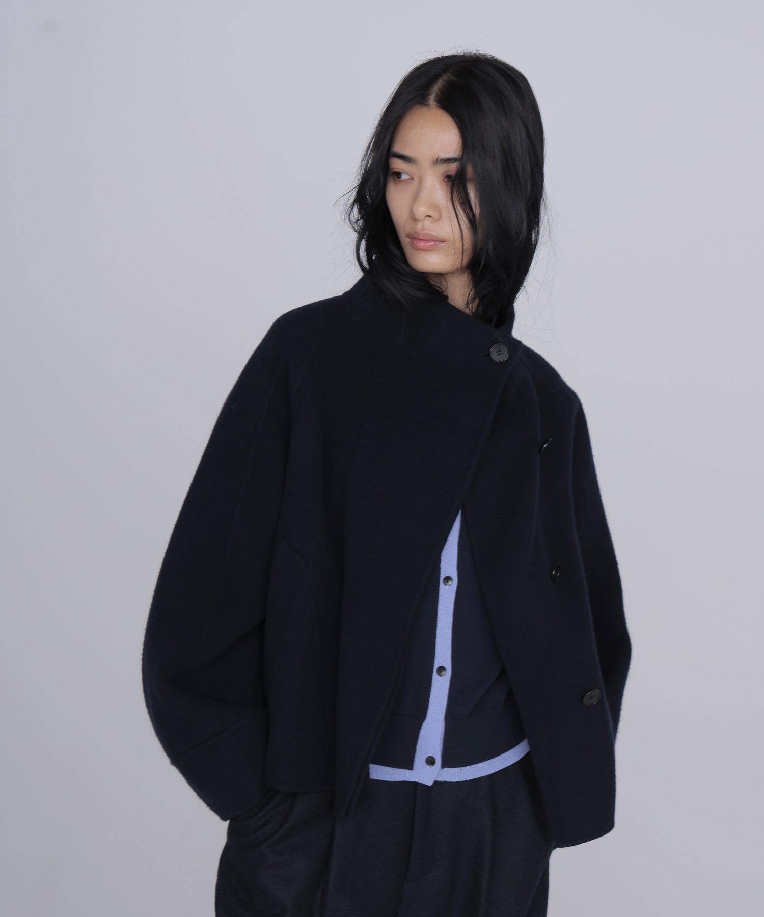 funnel neck short coat