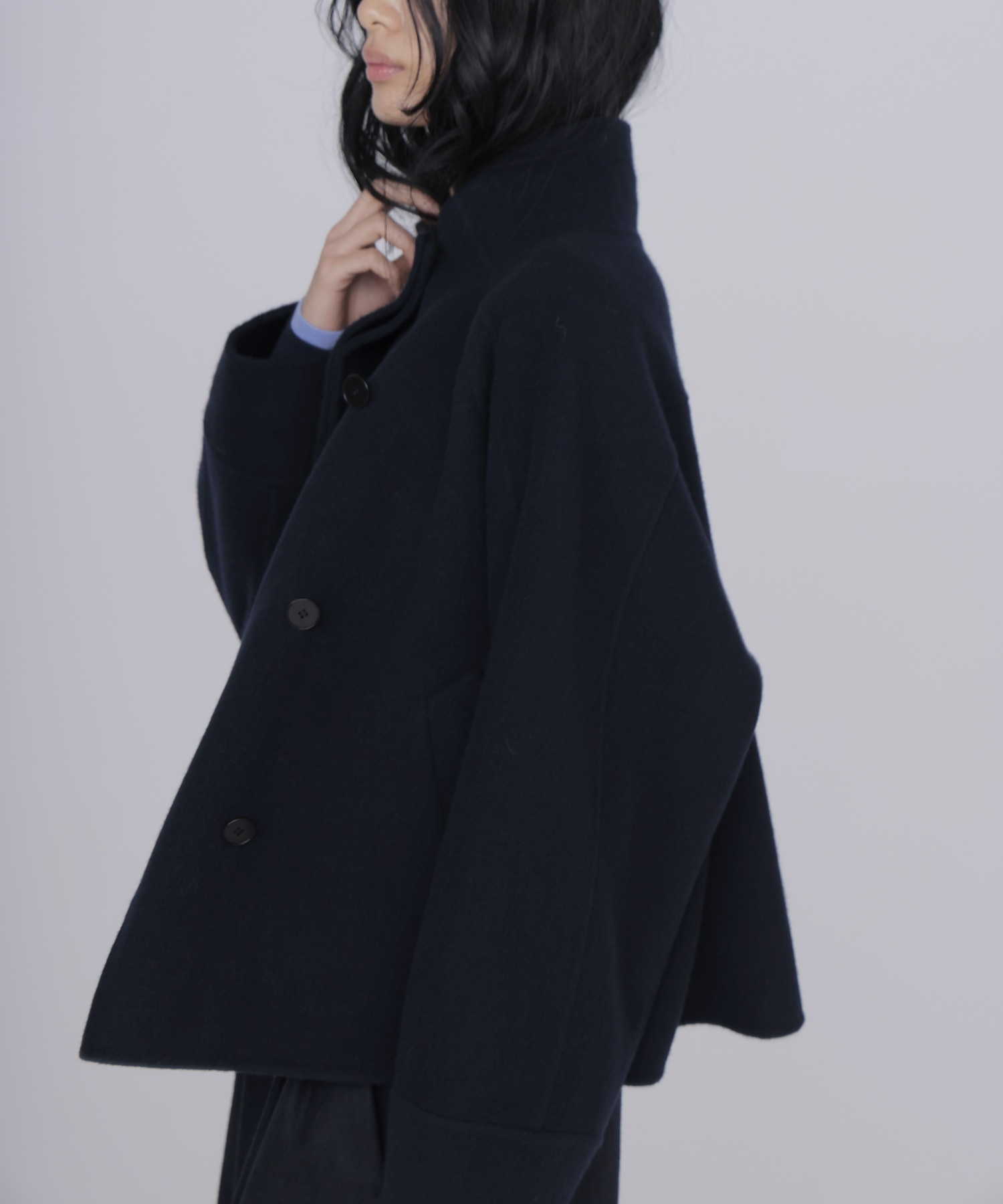 funnel neck short coat
