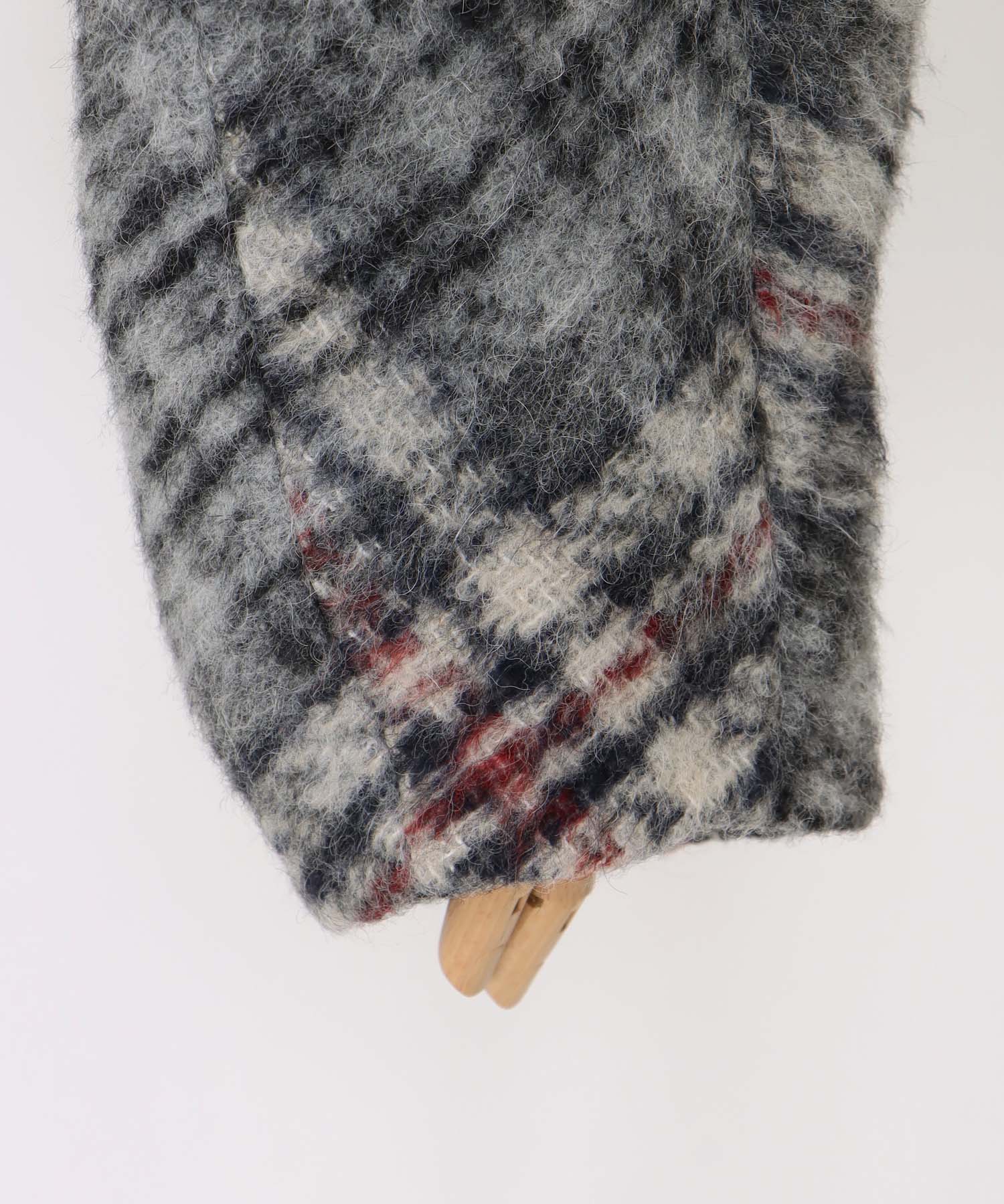 check shaggy scarf jacket