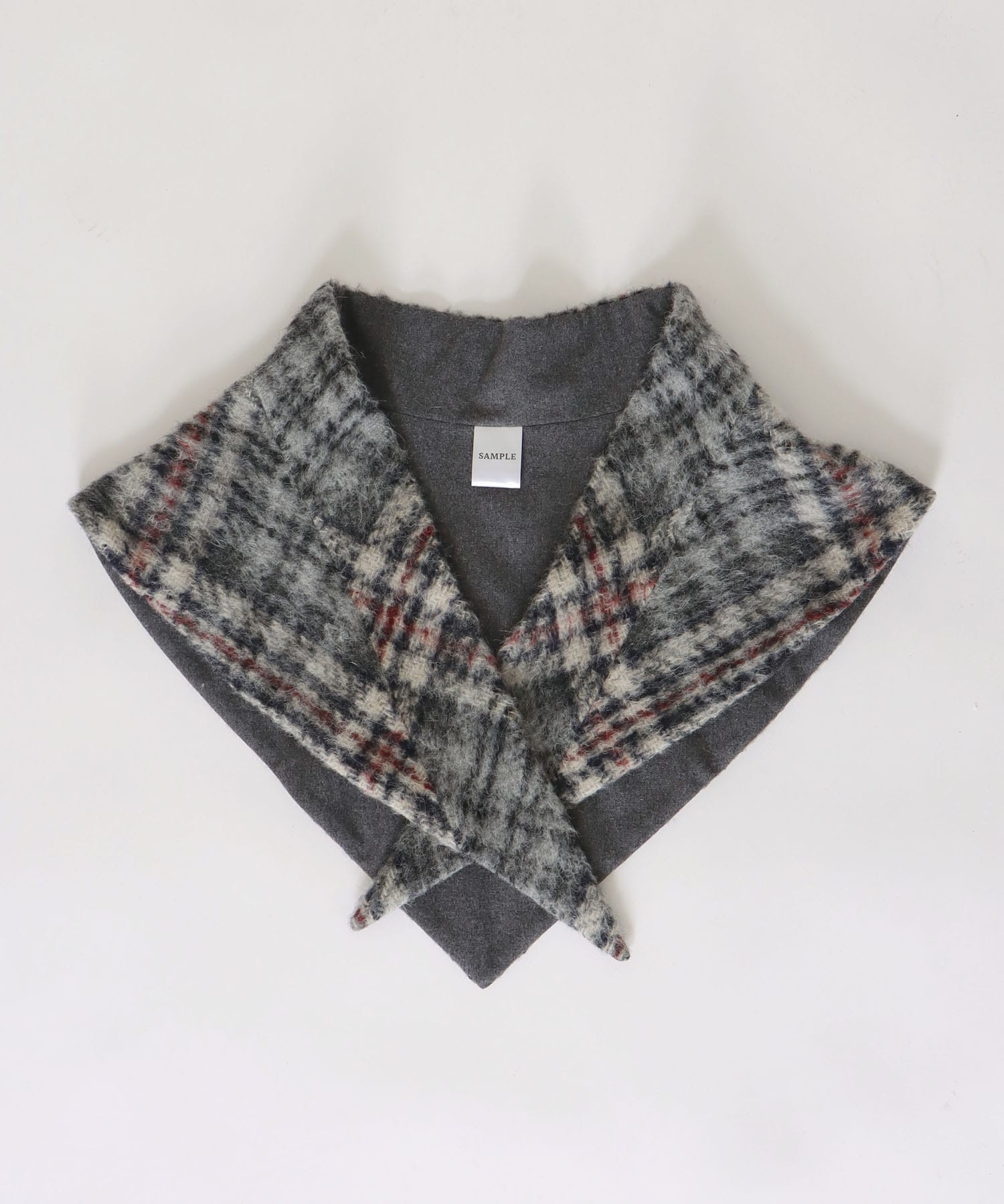 check shaggy scarf jacket