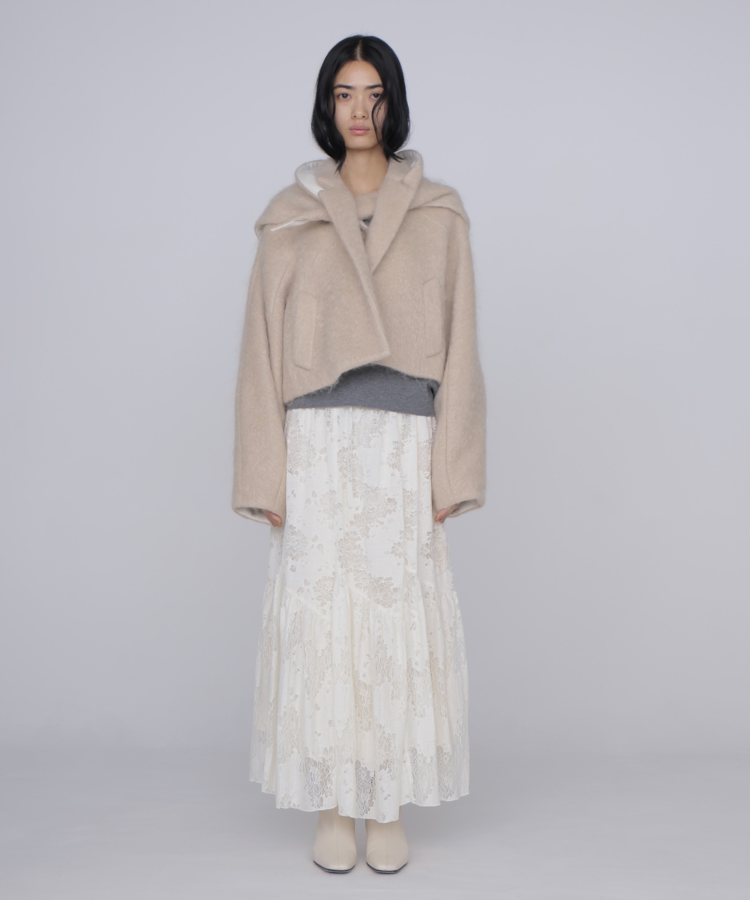 mohair shaggy scarf jacket