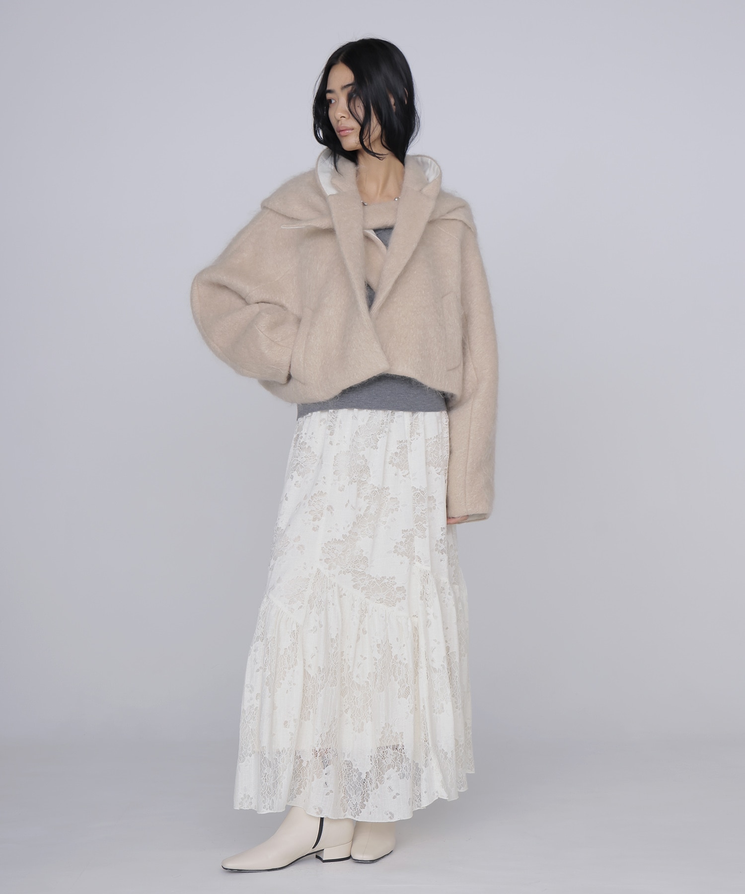 mohair shaggy scarf jacket