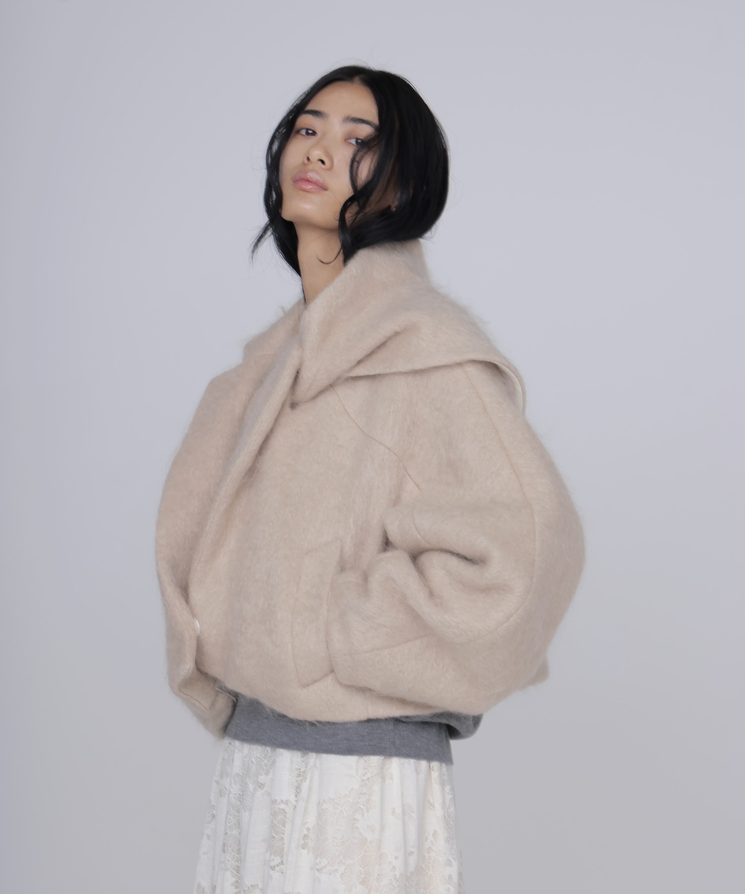 mohair shaggy scarf jacket
