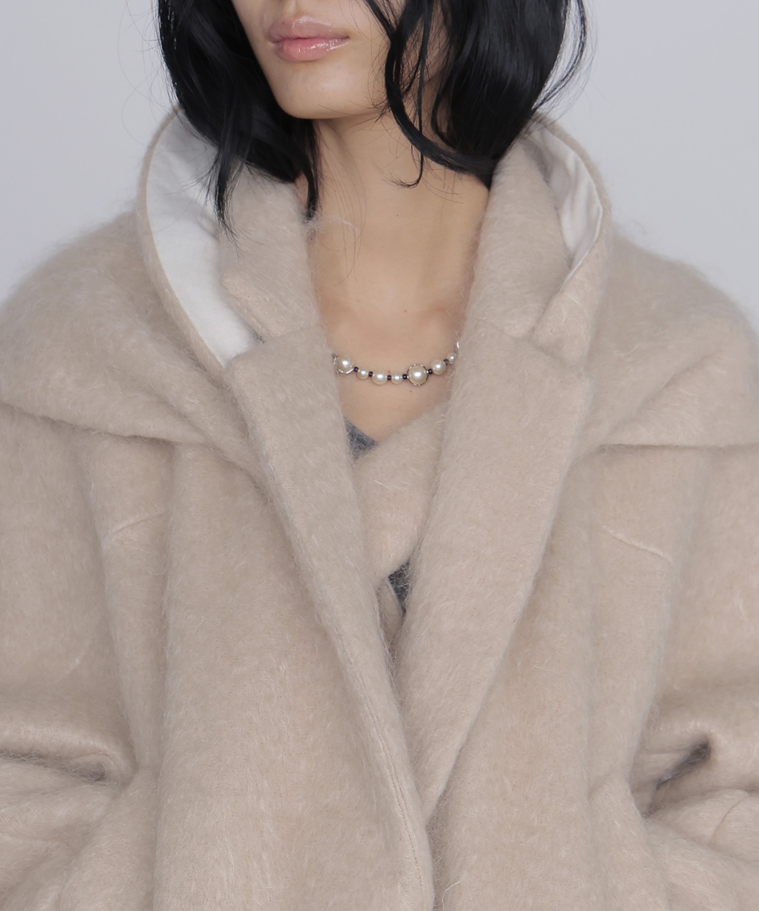 mohair shaggy scarf jacket
