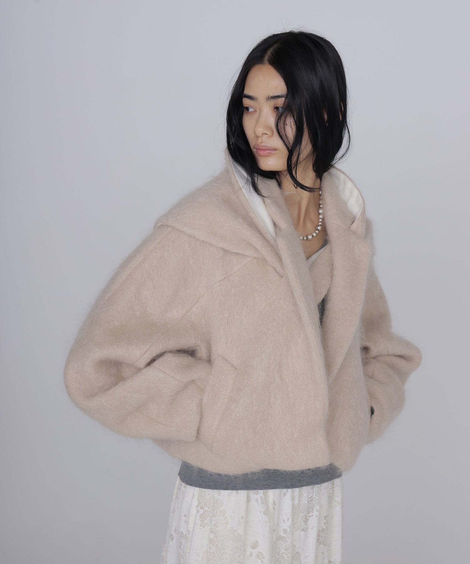 mohair shaggy scarf jacket
