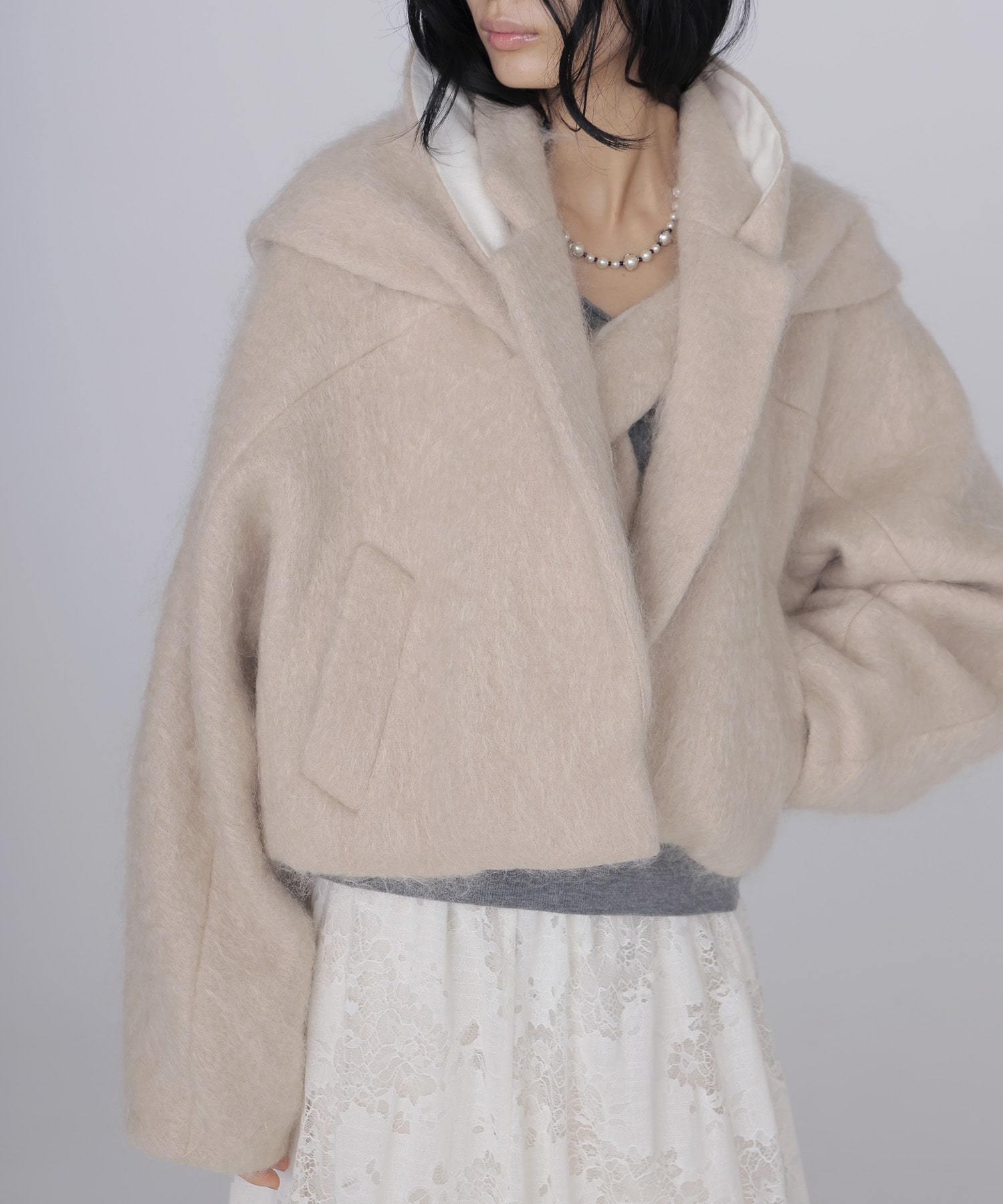mohair shaggy scarf jacket