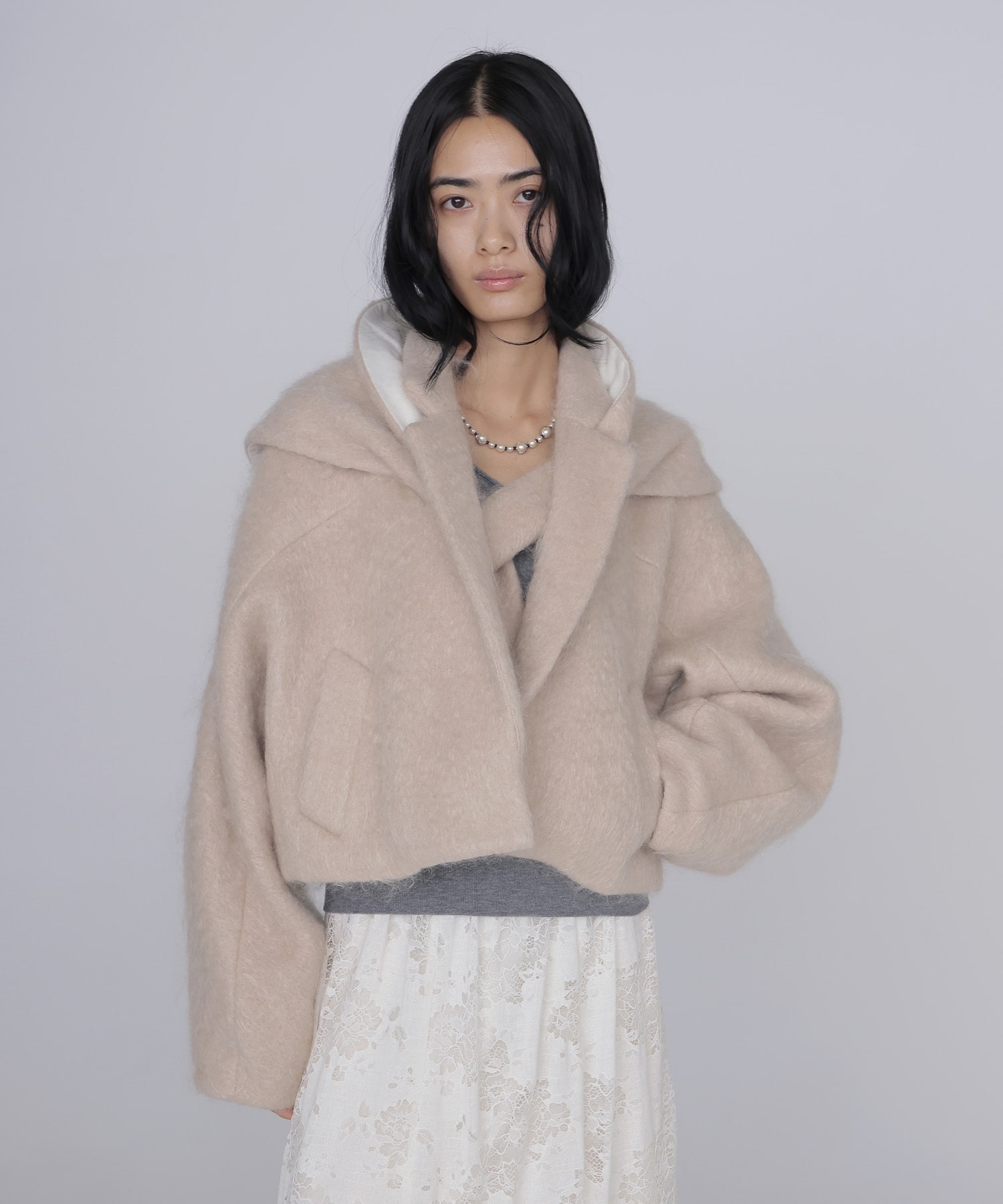 mohair shaggy scarf jacket