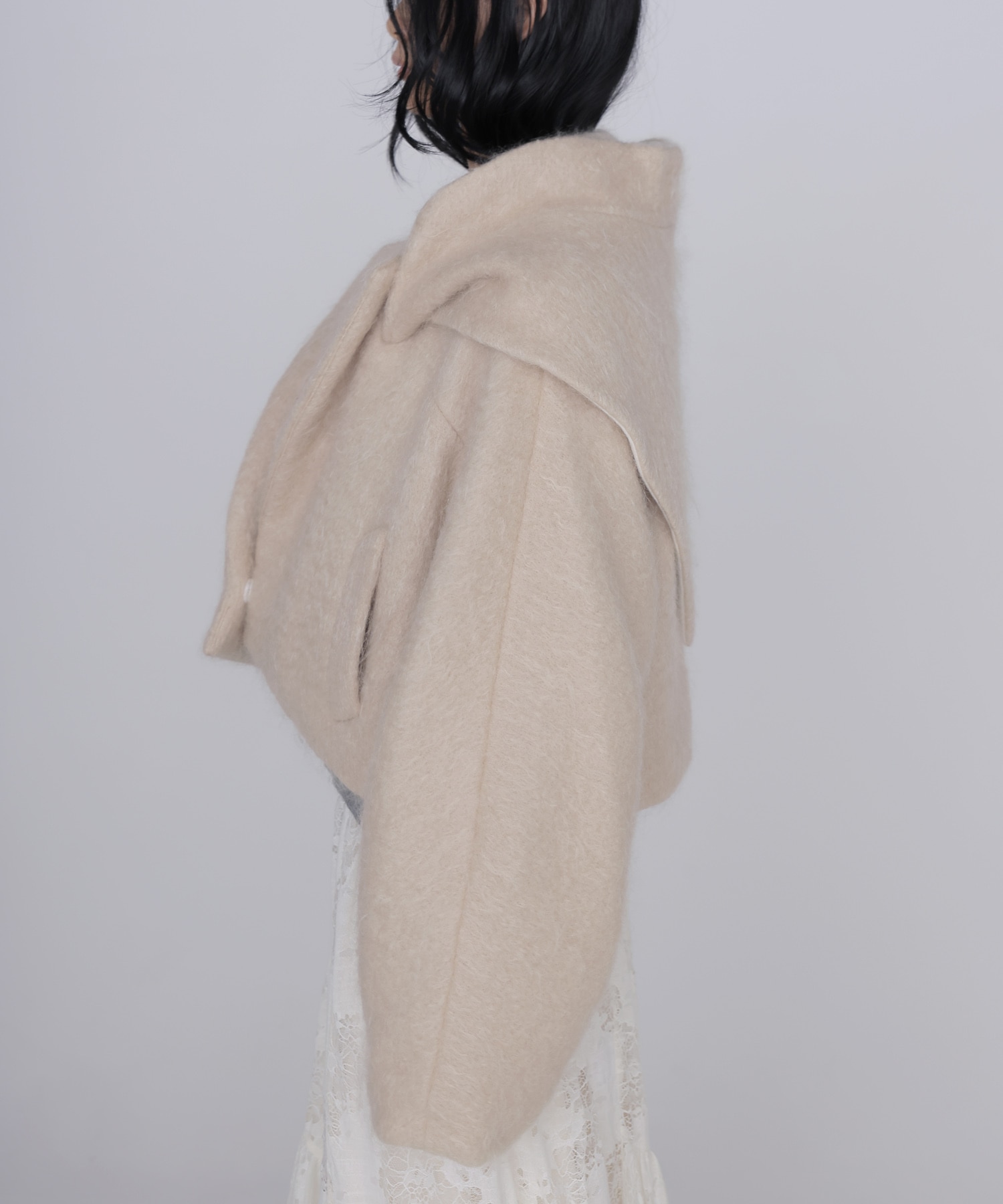 mohair shaggy scarf jacket