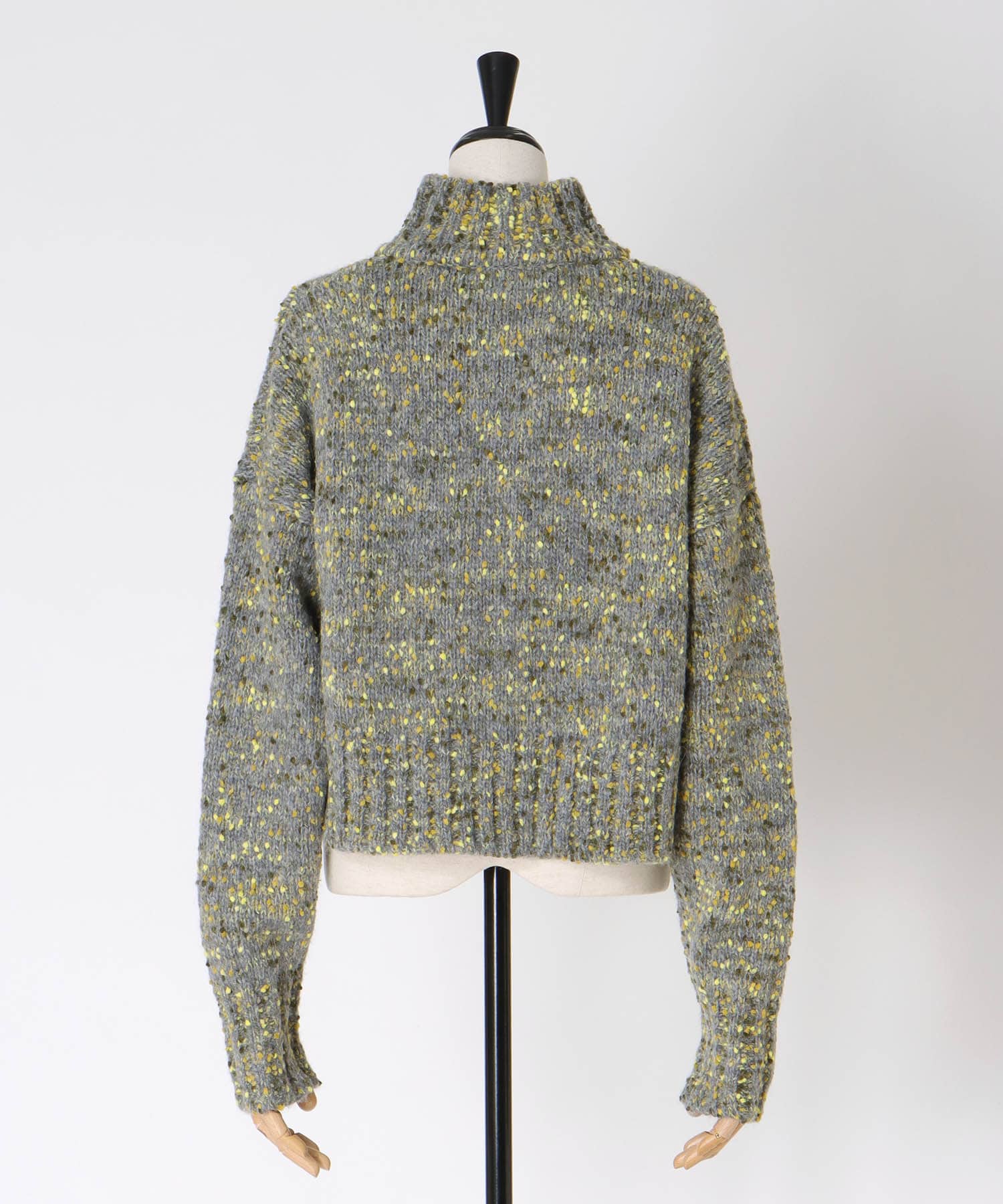 mix color short ZIP knit jacket