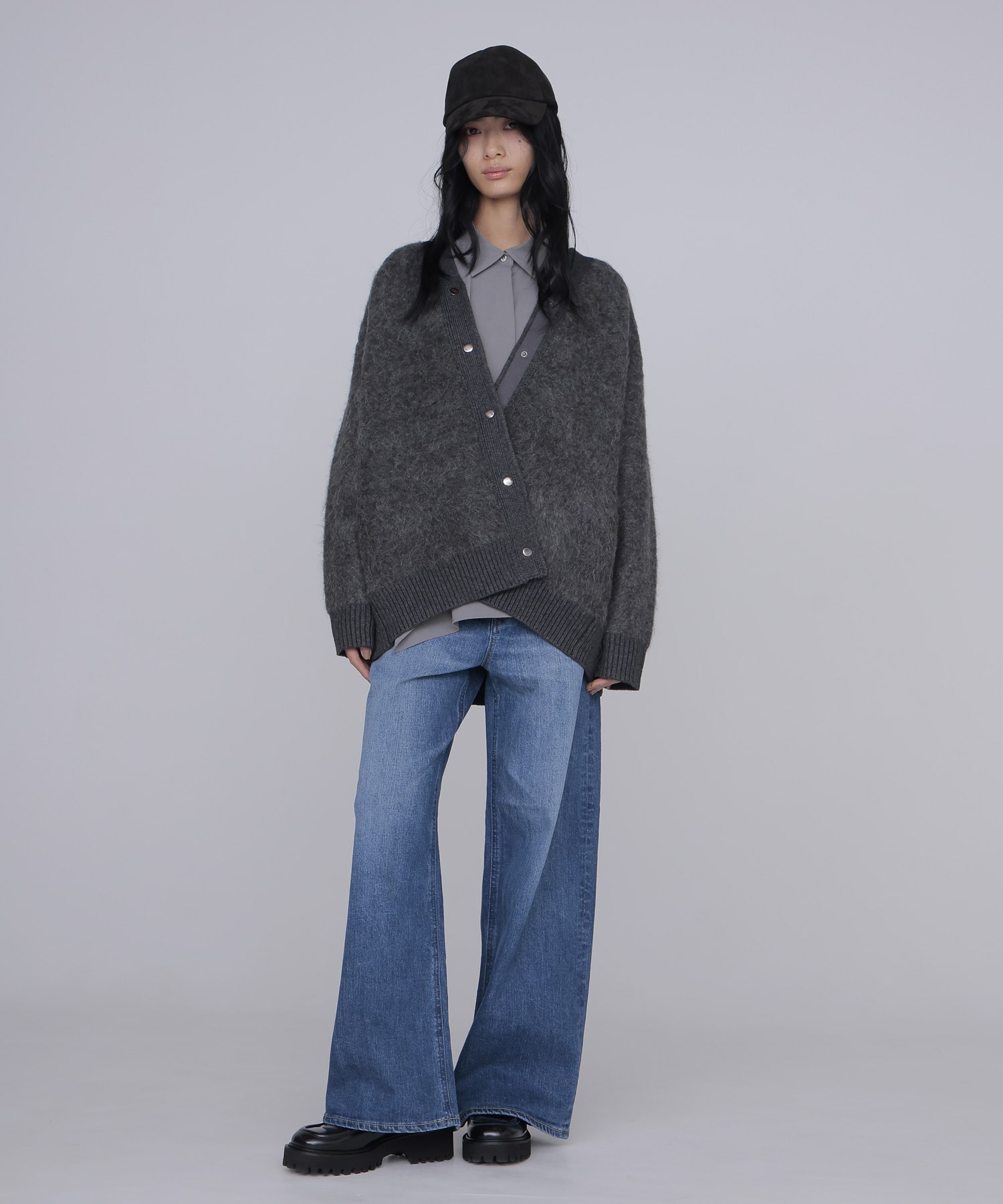 alpaca shaggy knit jacket