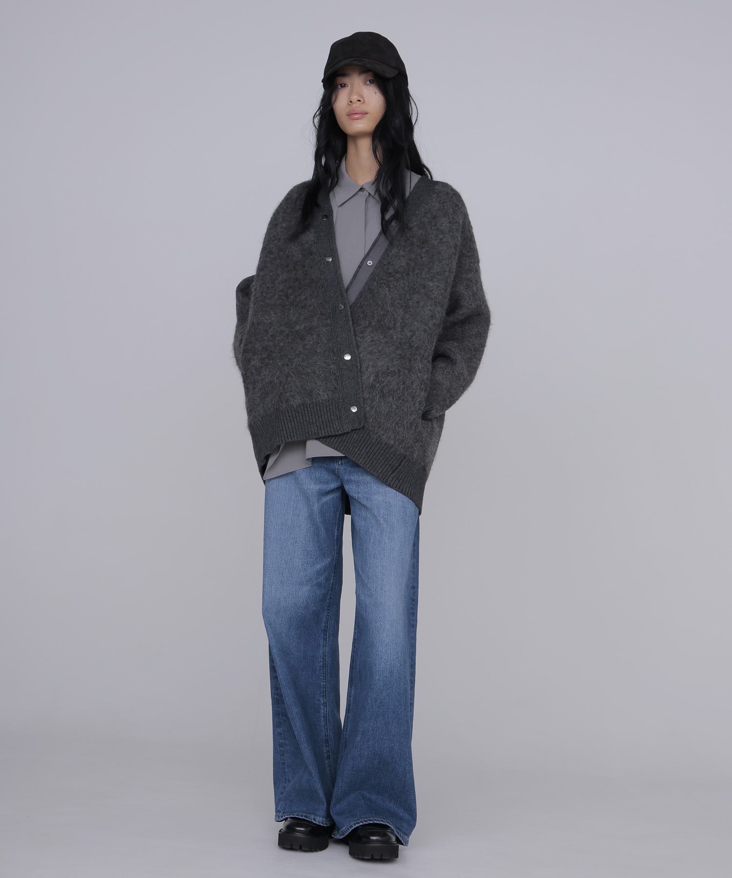 alpaca shaggy knit jacket