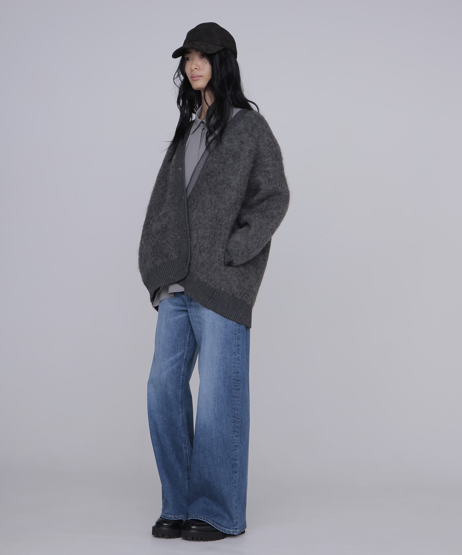 alpaca shaggy knit jacket