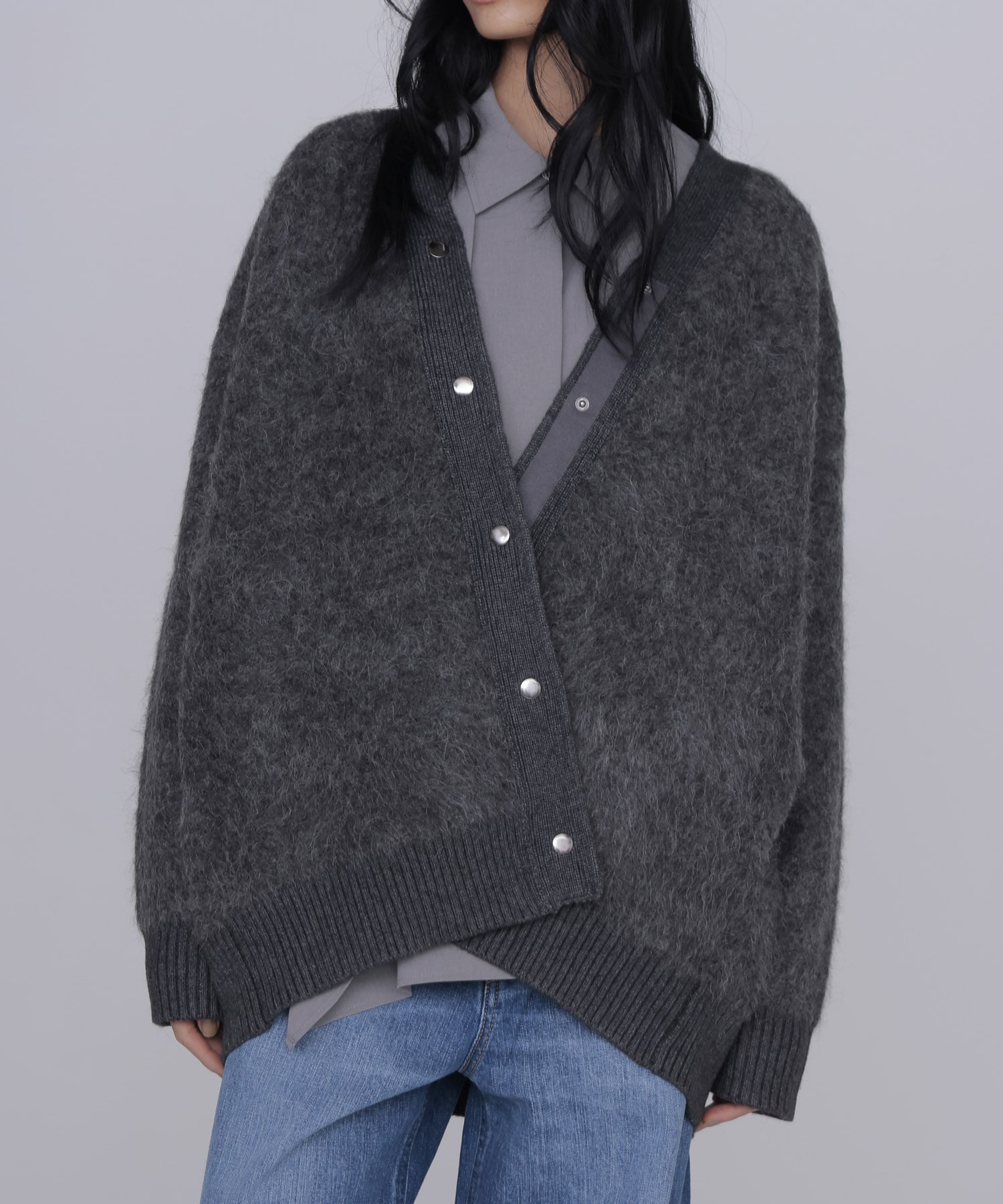 alpaca shaggy knit jacket