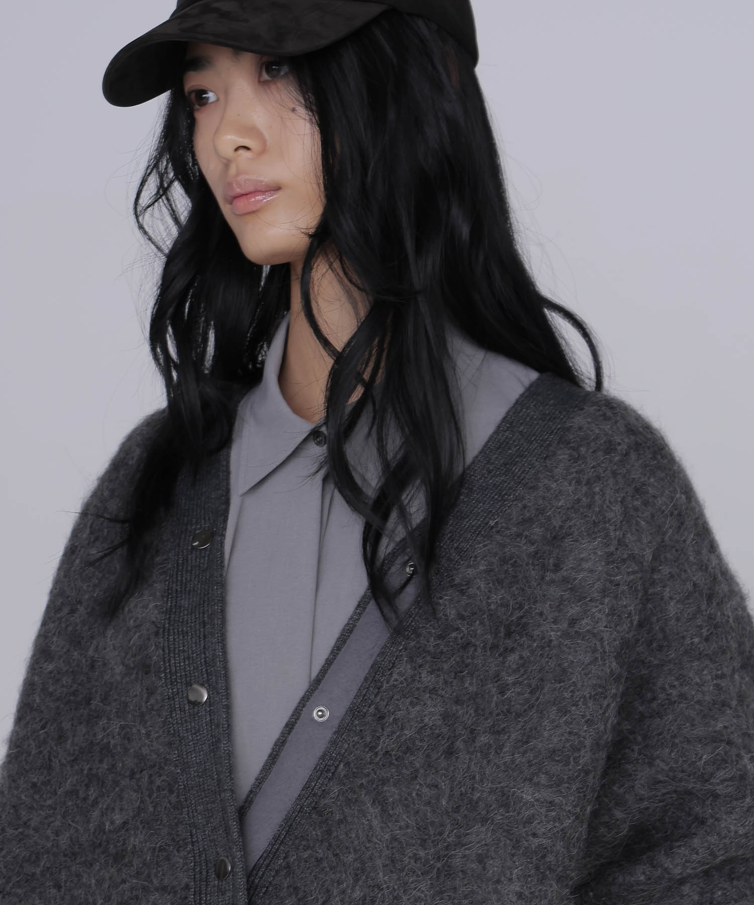 alpaca shaggy knit jacket