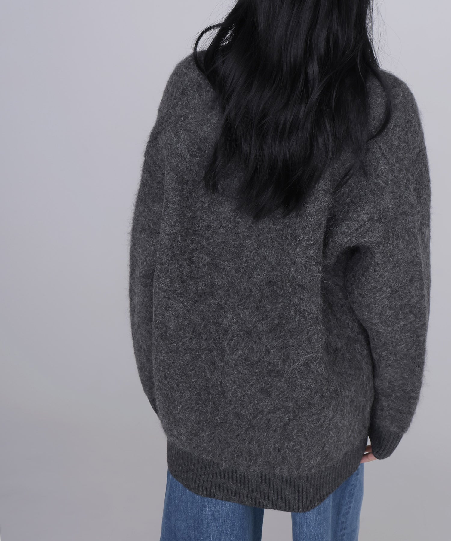 alpaca shaggy knit jacket