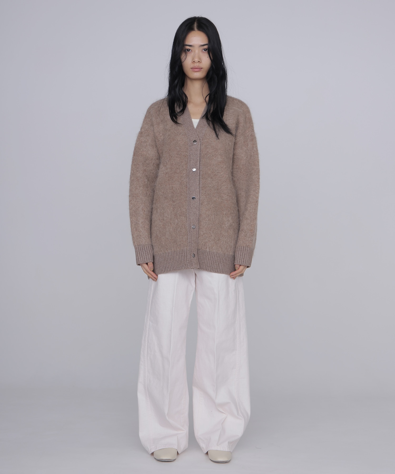 alpaca shaggy knit jacket