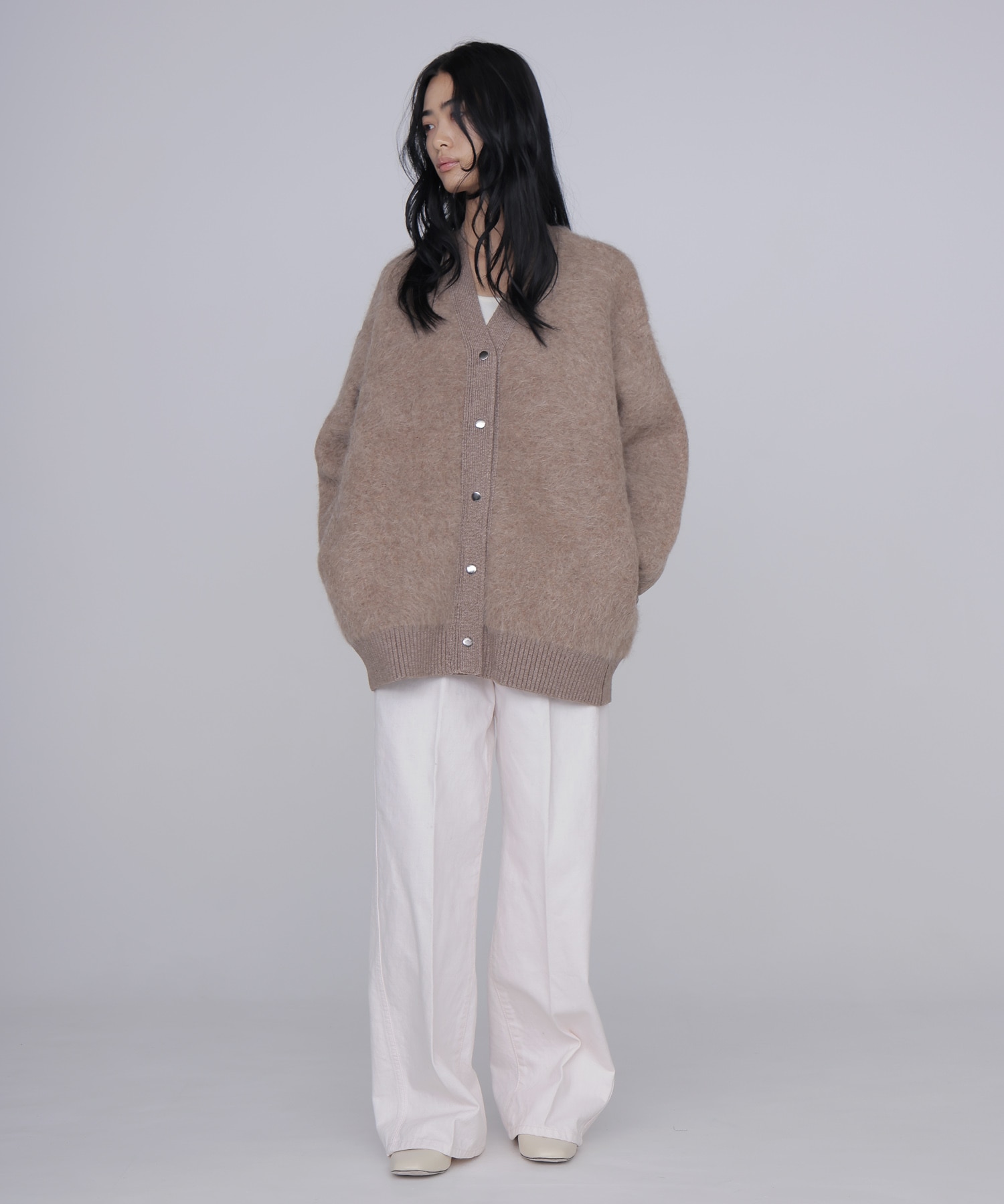 alpaca shaggy knit jacket