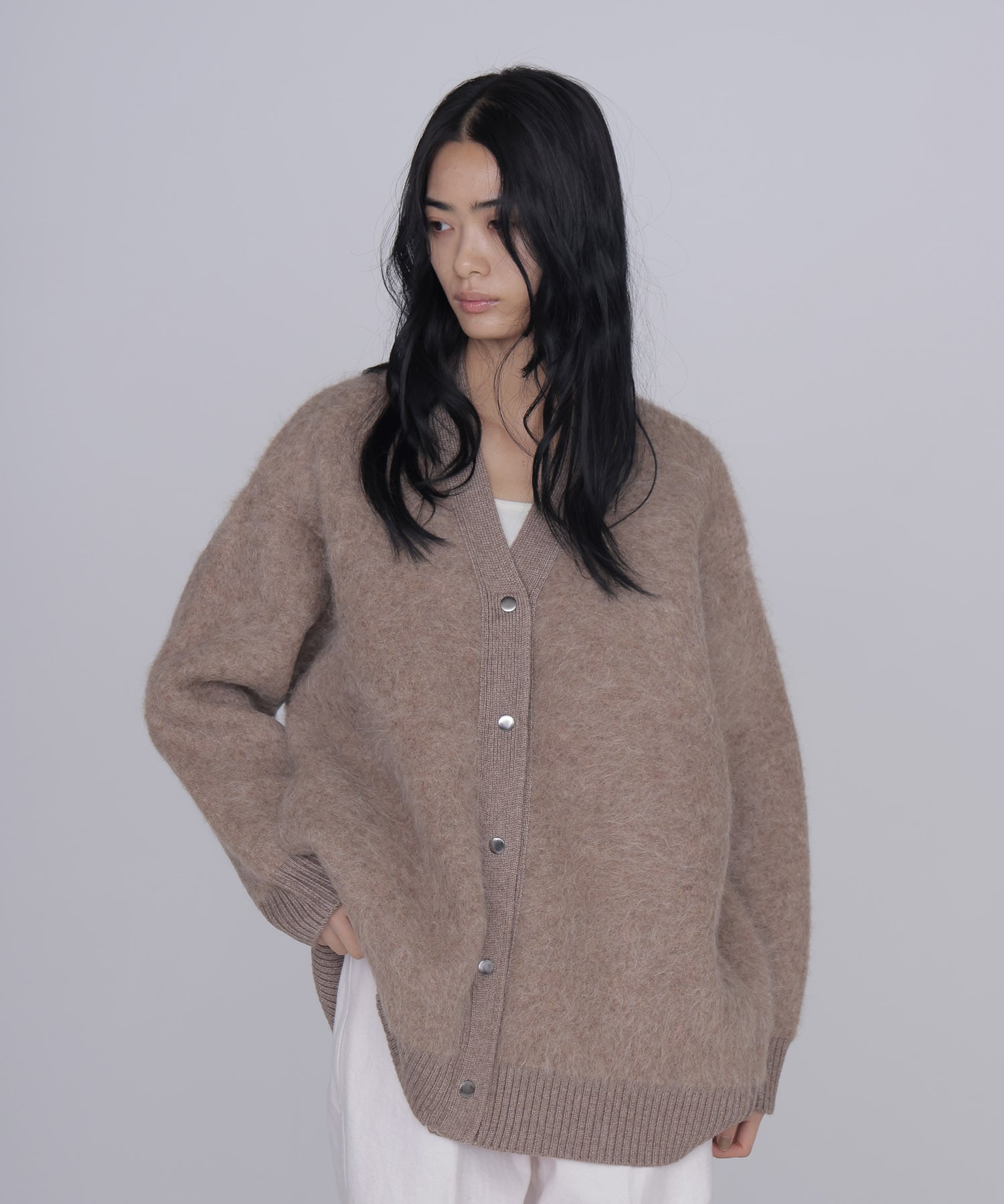 alpaca shaggy knit jacket