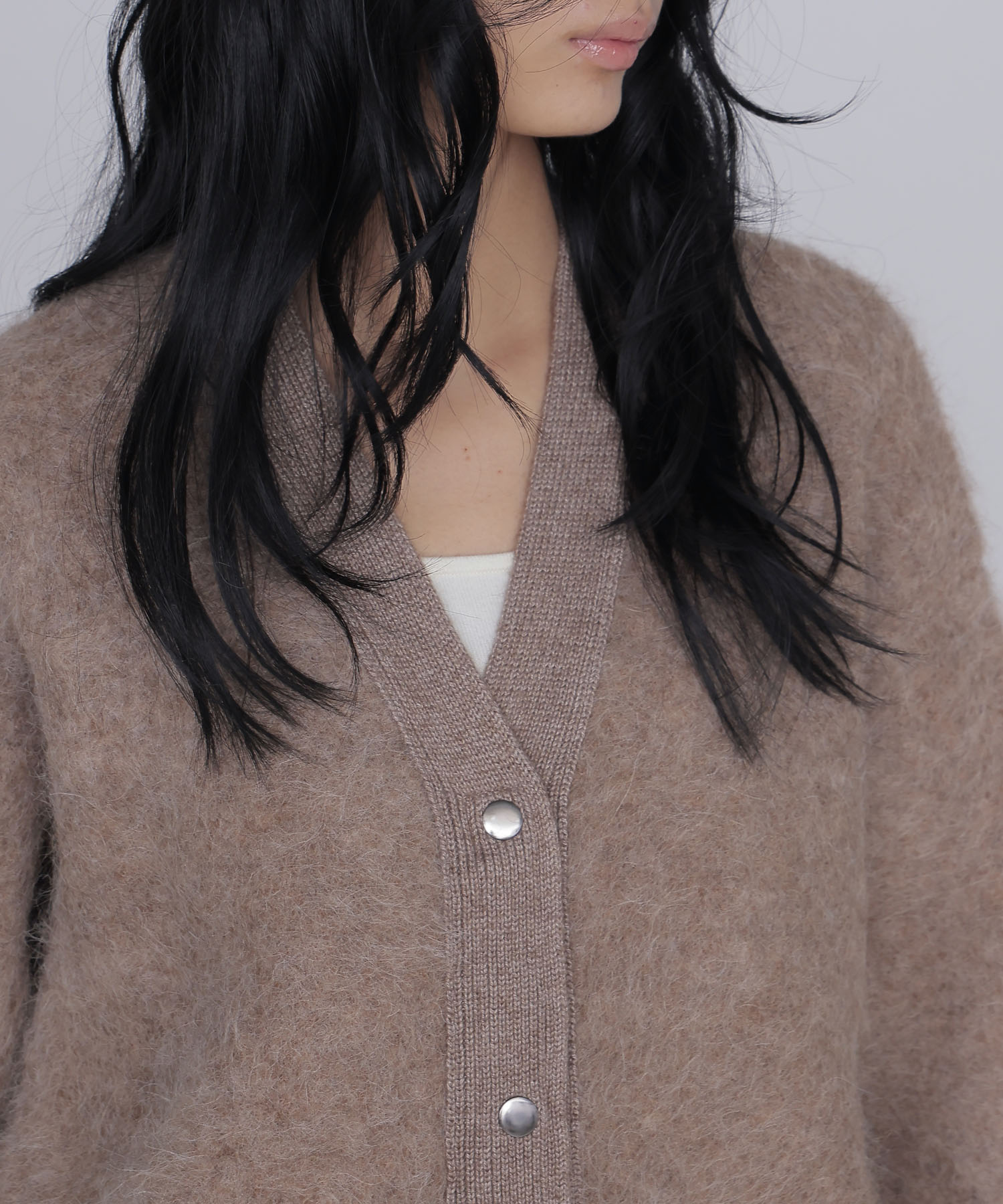 alpaca shaggy knit jacket