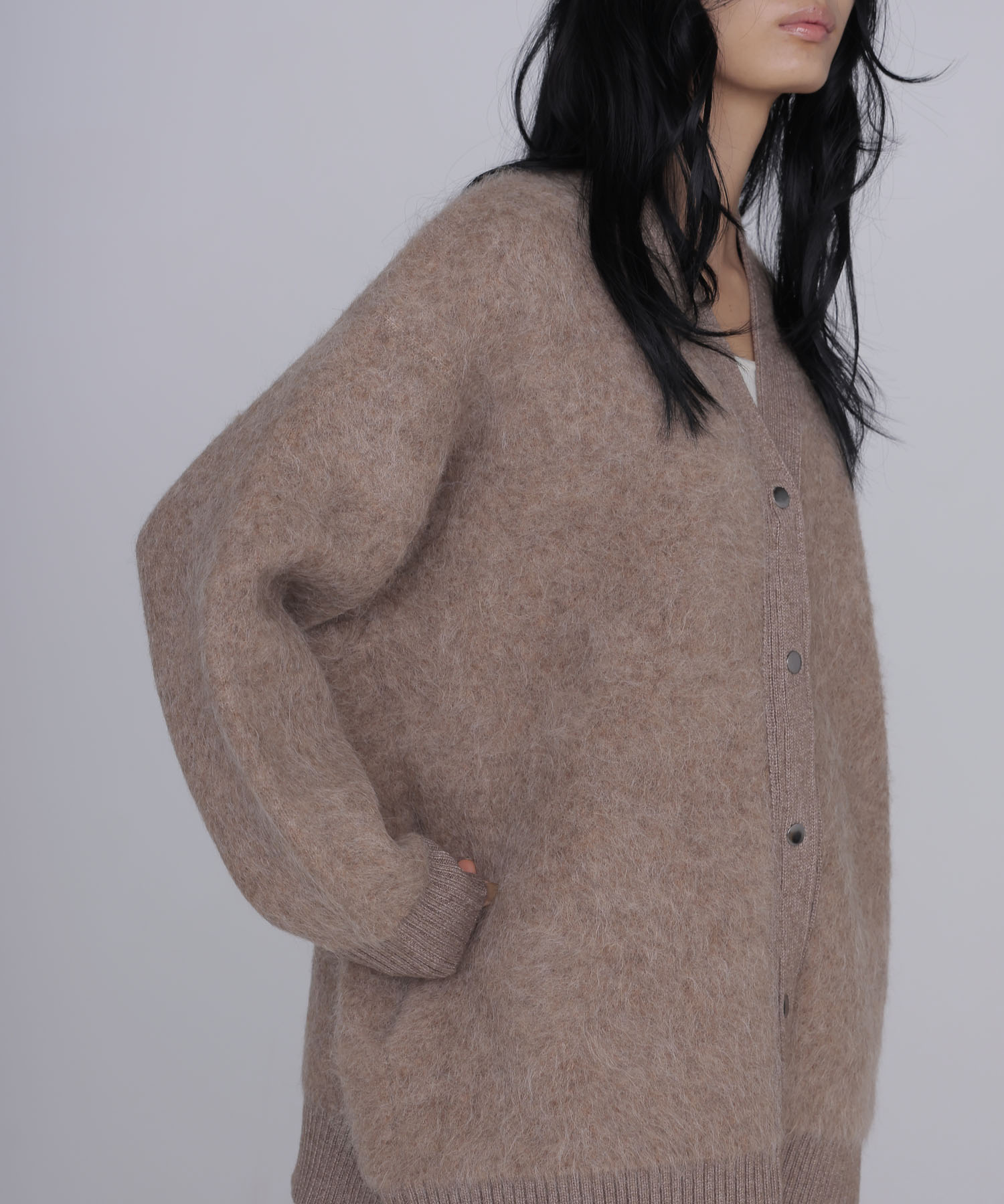 alpaca shaggy knit jacket