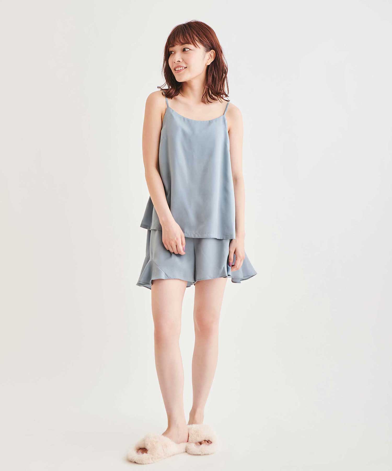 peach satin】ショートガウン付きセットアップ | AND ON JIONE STORE