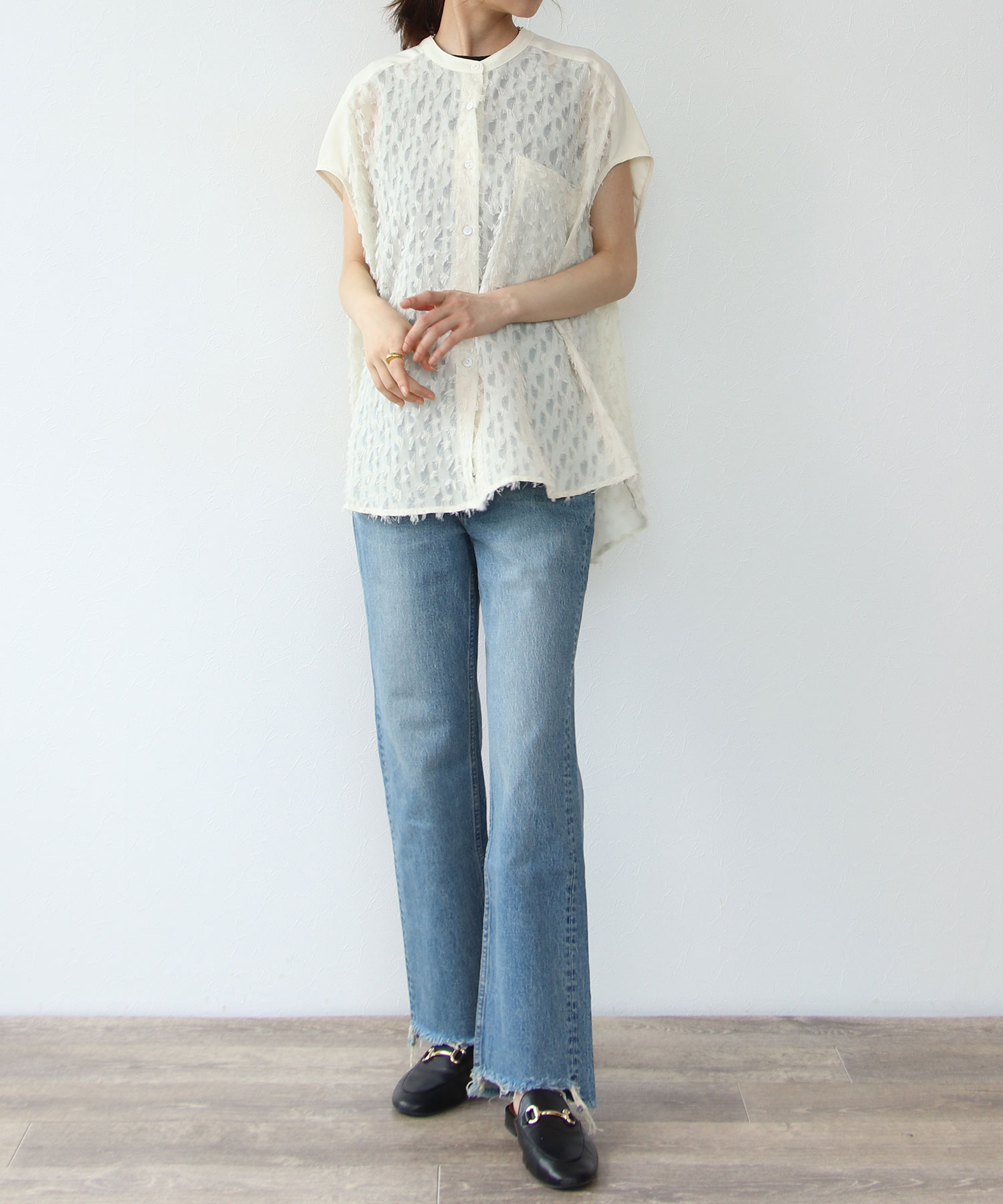 CHIGNON/シニヨン】カットジャガードシャツブラウス | AND ON JIONE 