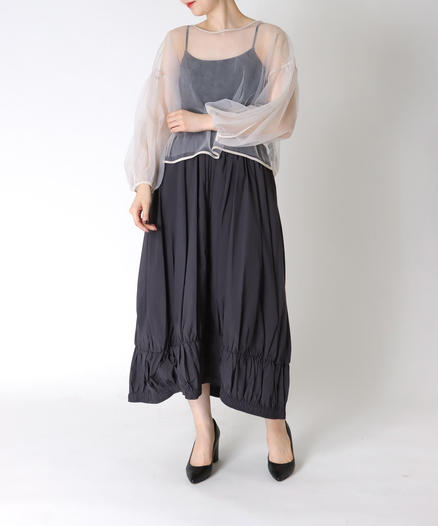 前後2WAY】シアーチュールカットソー | AND ON JIONE STORE