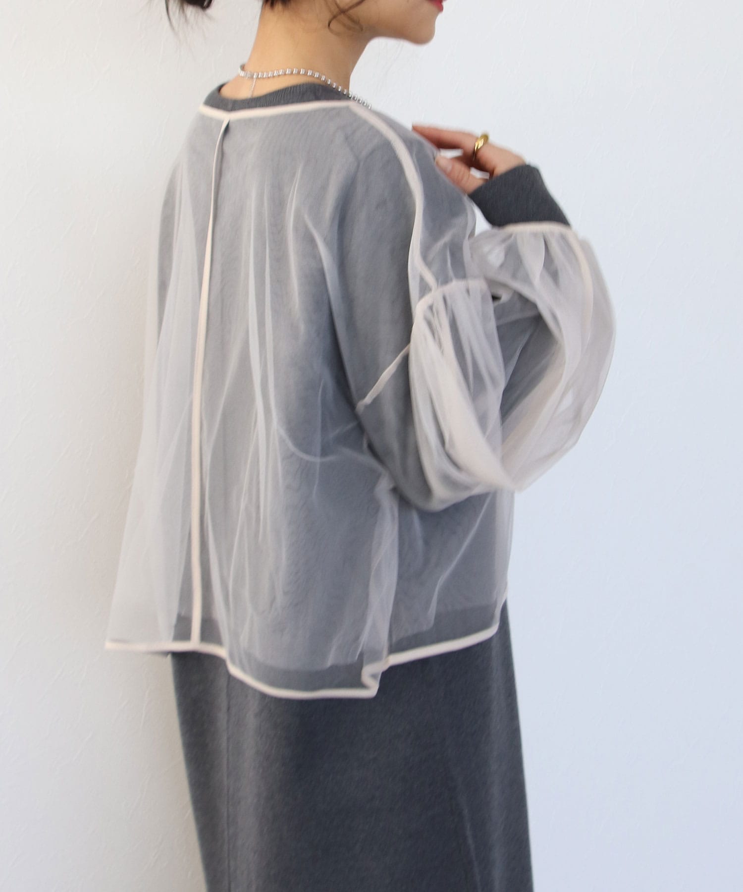 前後2WAY】シアーチュールカットソー | AND ON JIONE STORE