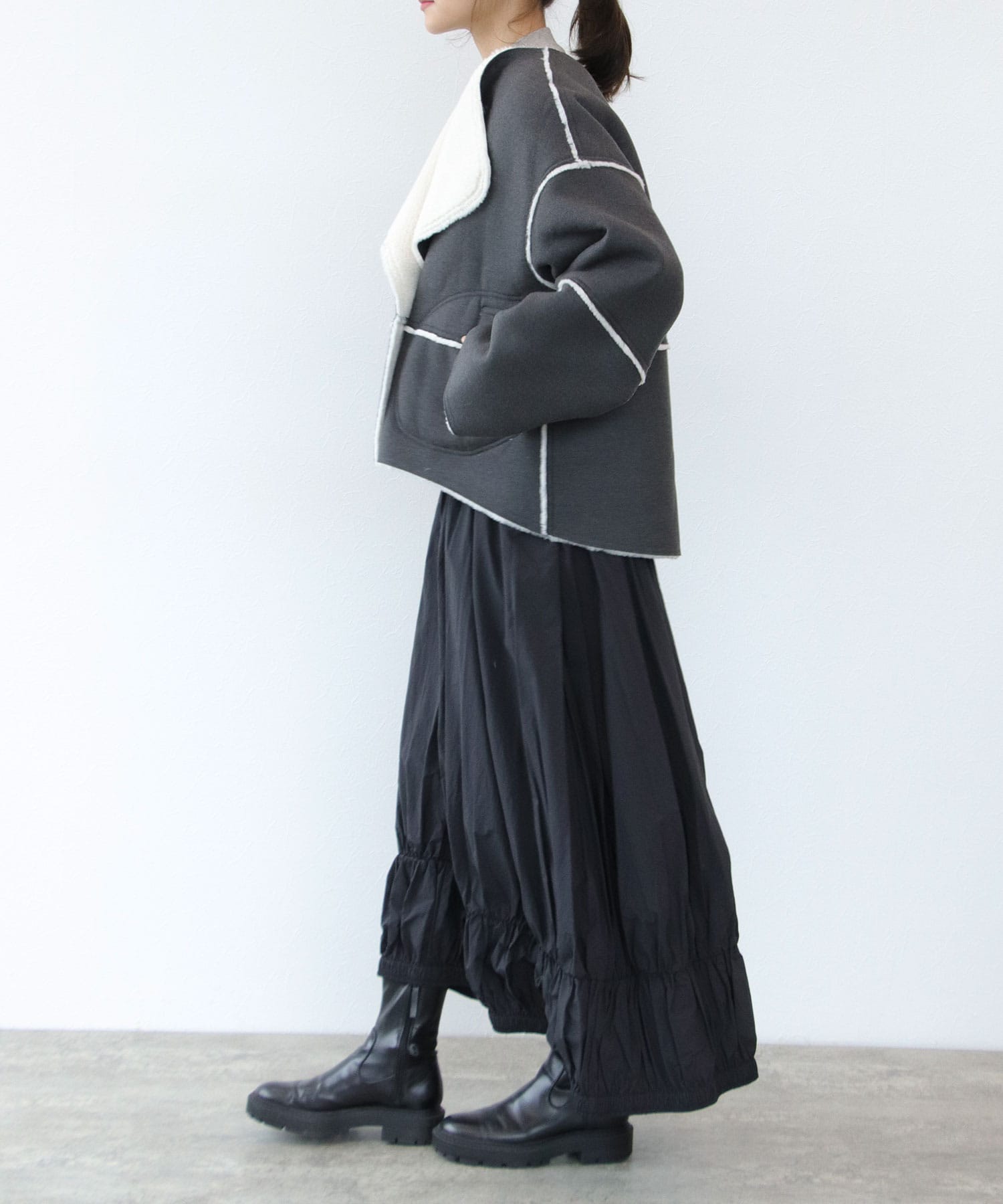 【リバーシブル】ボアパイピングショートコート