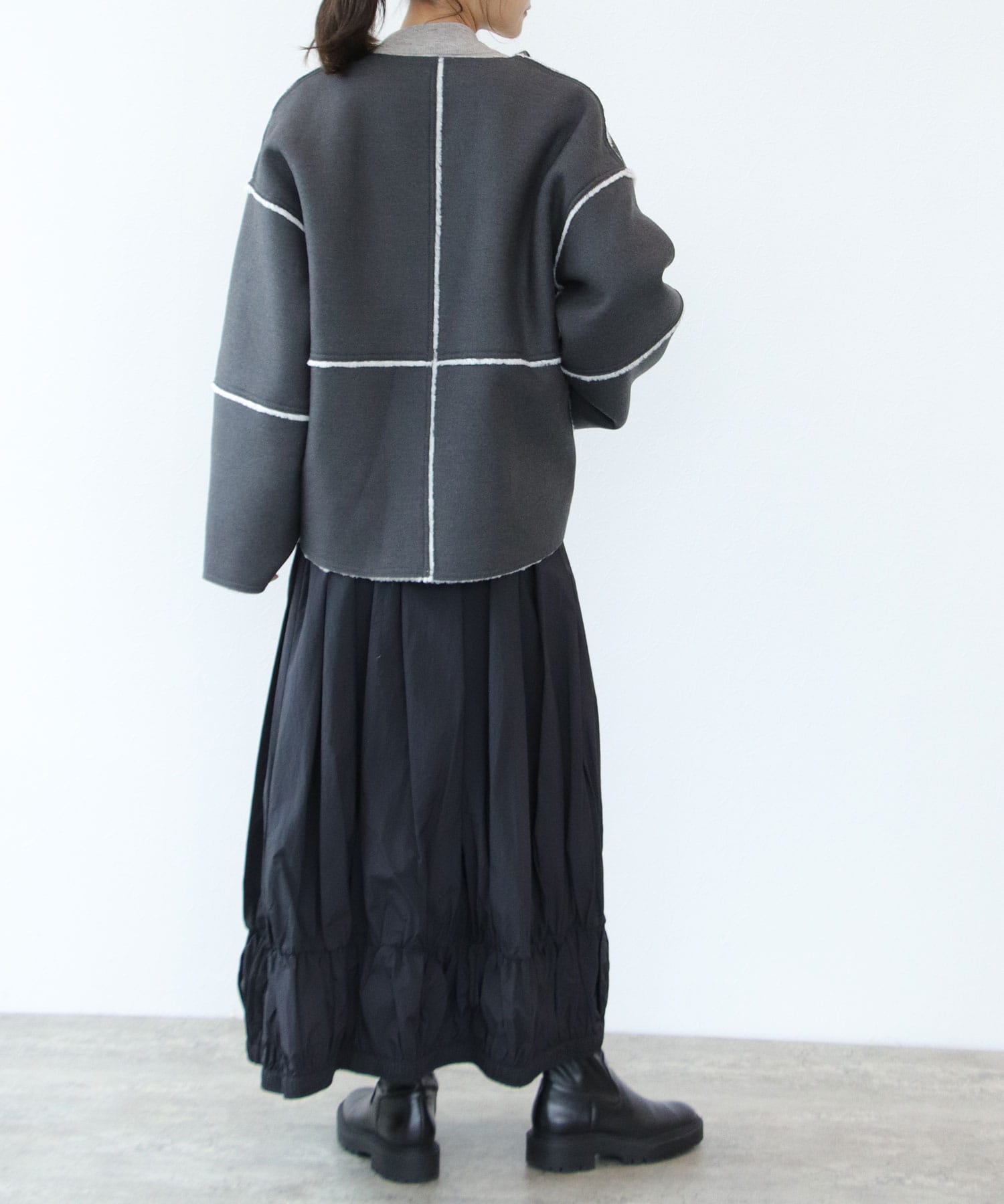 【リバーシブル】ボアパイピングショートコート
