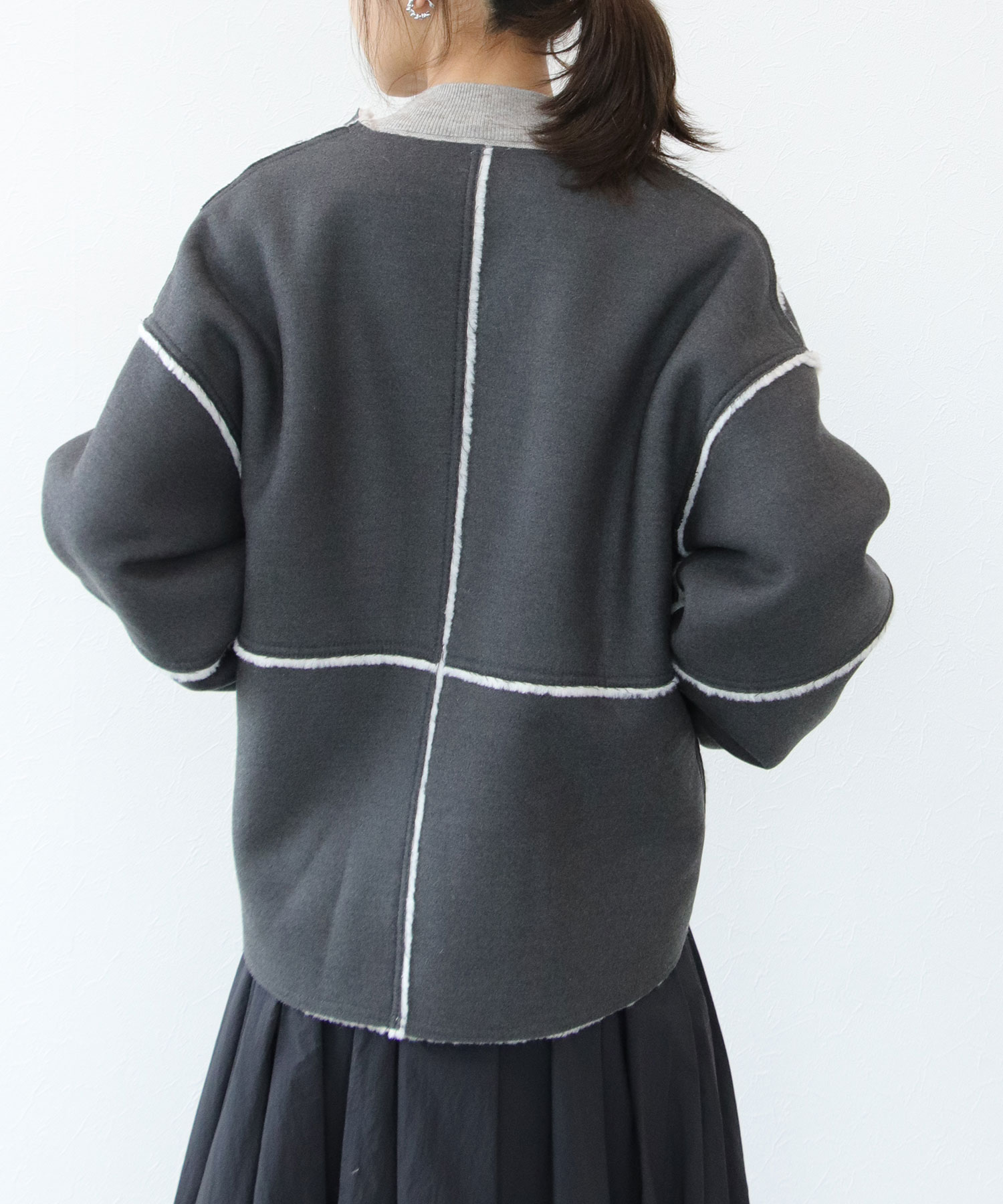【リバーシブル】ボアパイピングショートコート