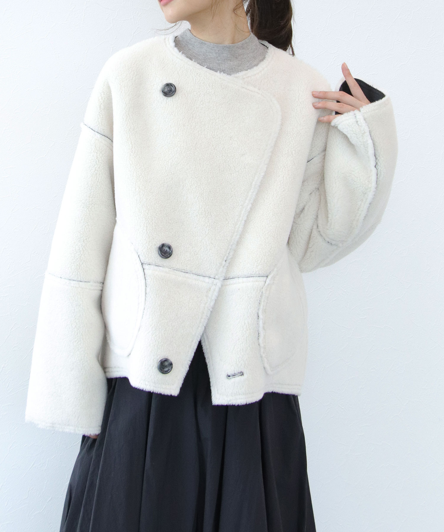 【リバーシブル】ボアパイピングショートコート