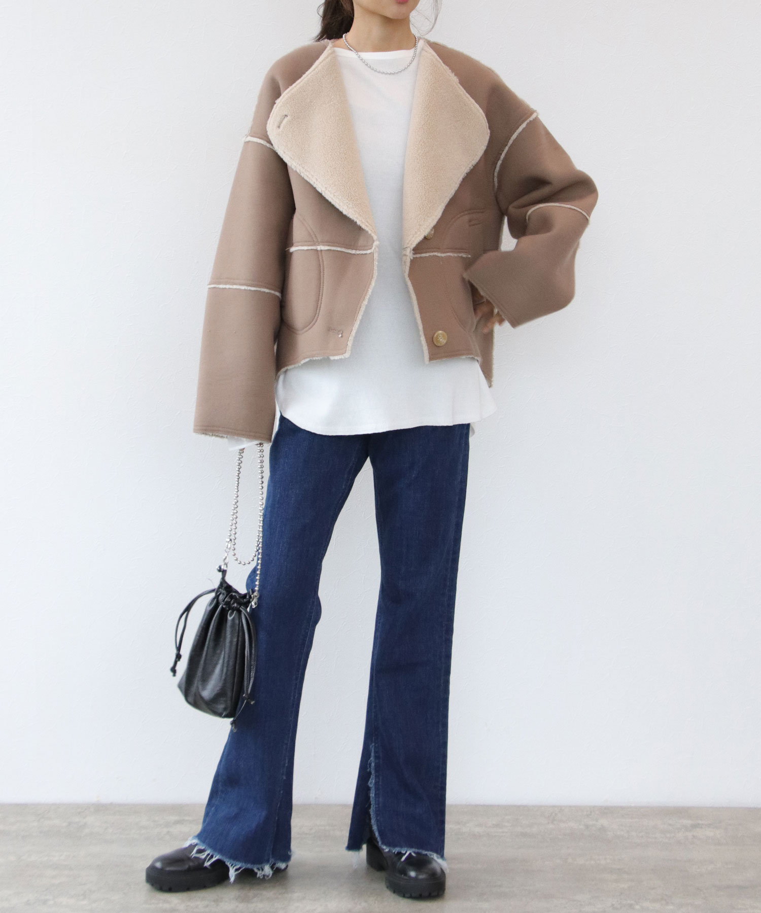【リバーシブル】ボアパイピングショートコート