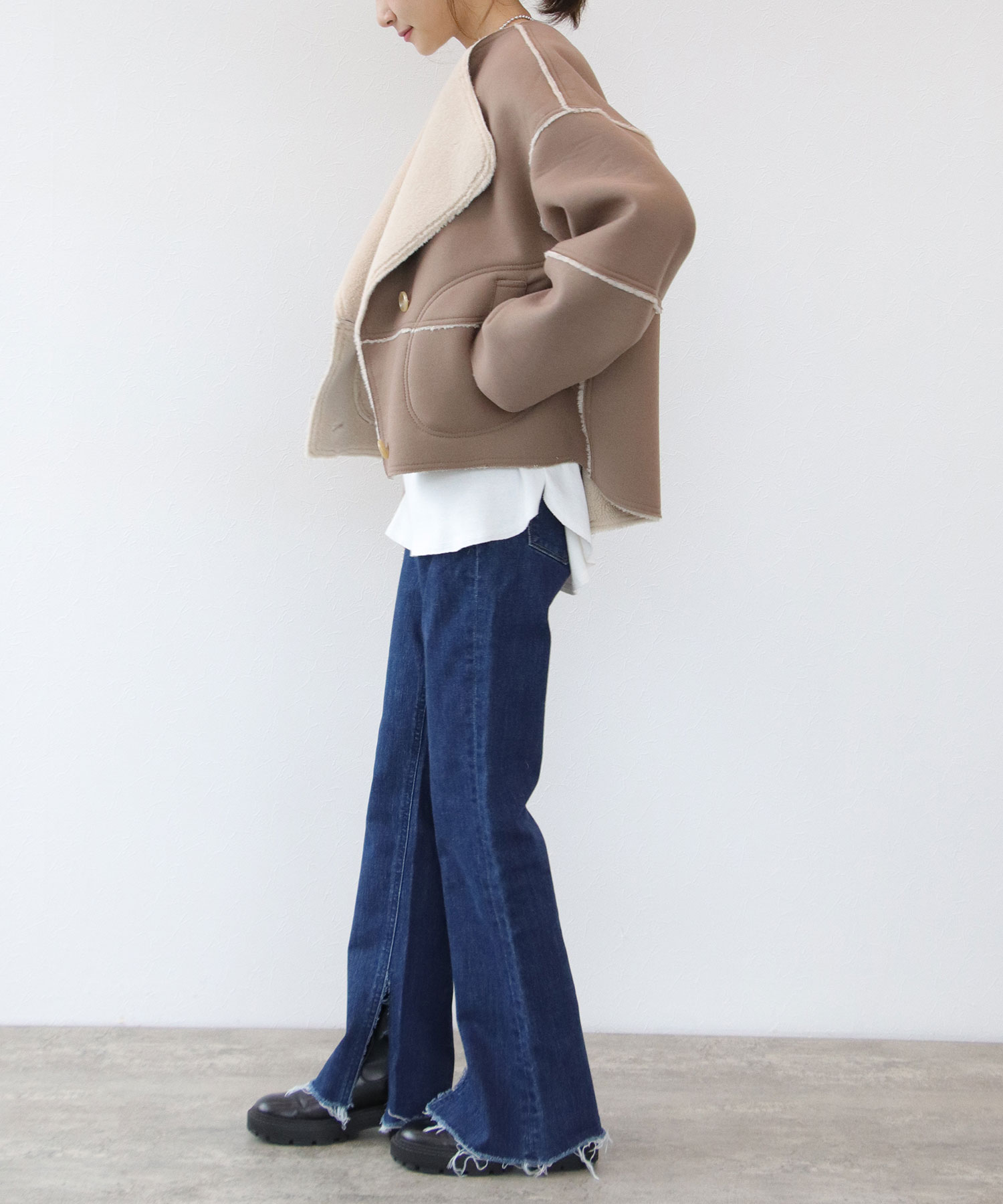 【リバーシブル】ボアパイピングショートコート
