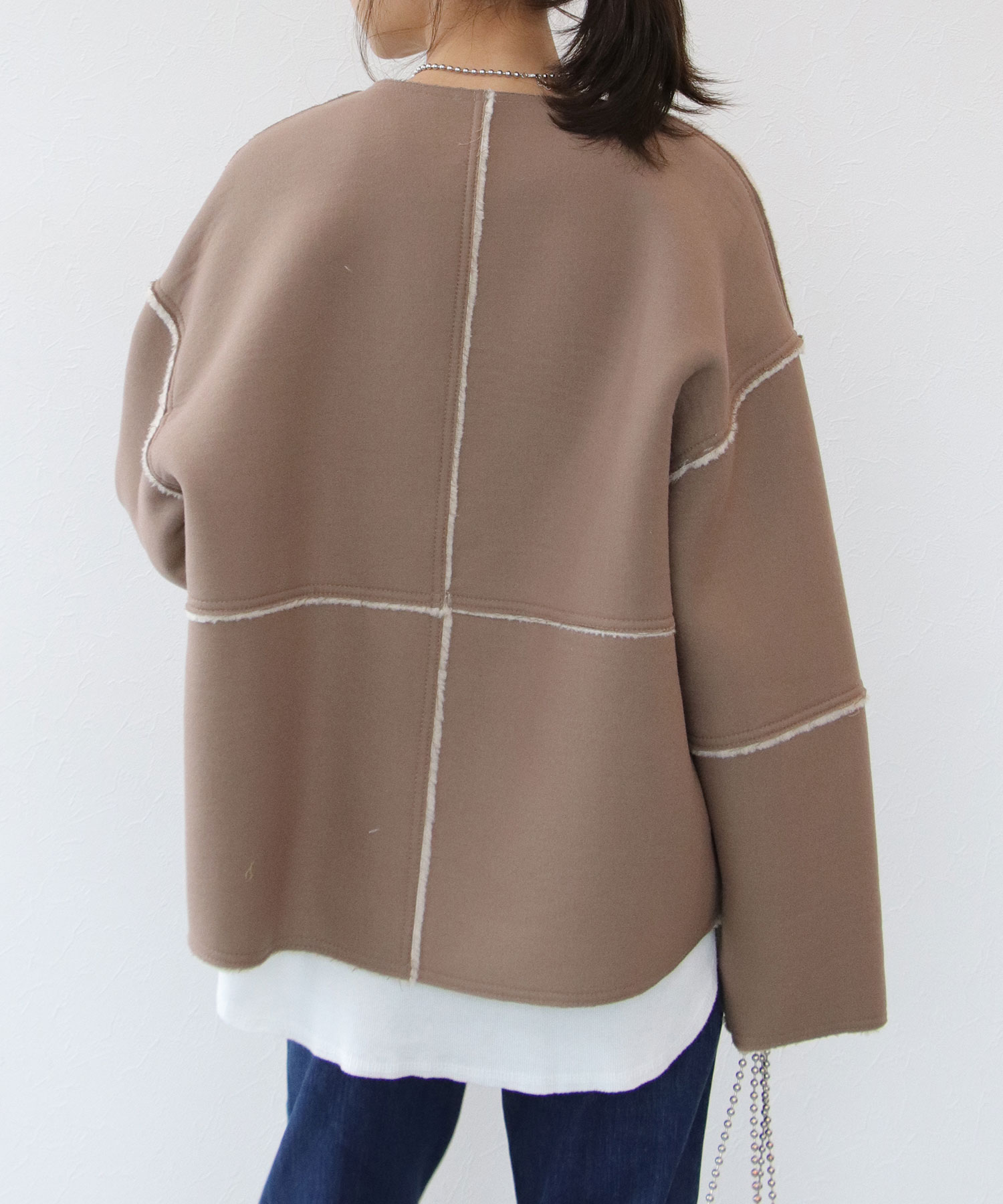 【リバーシブル】ボアパイピングショートコート