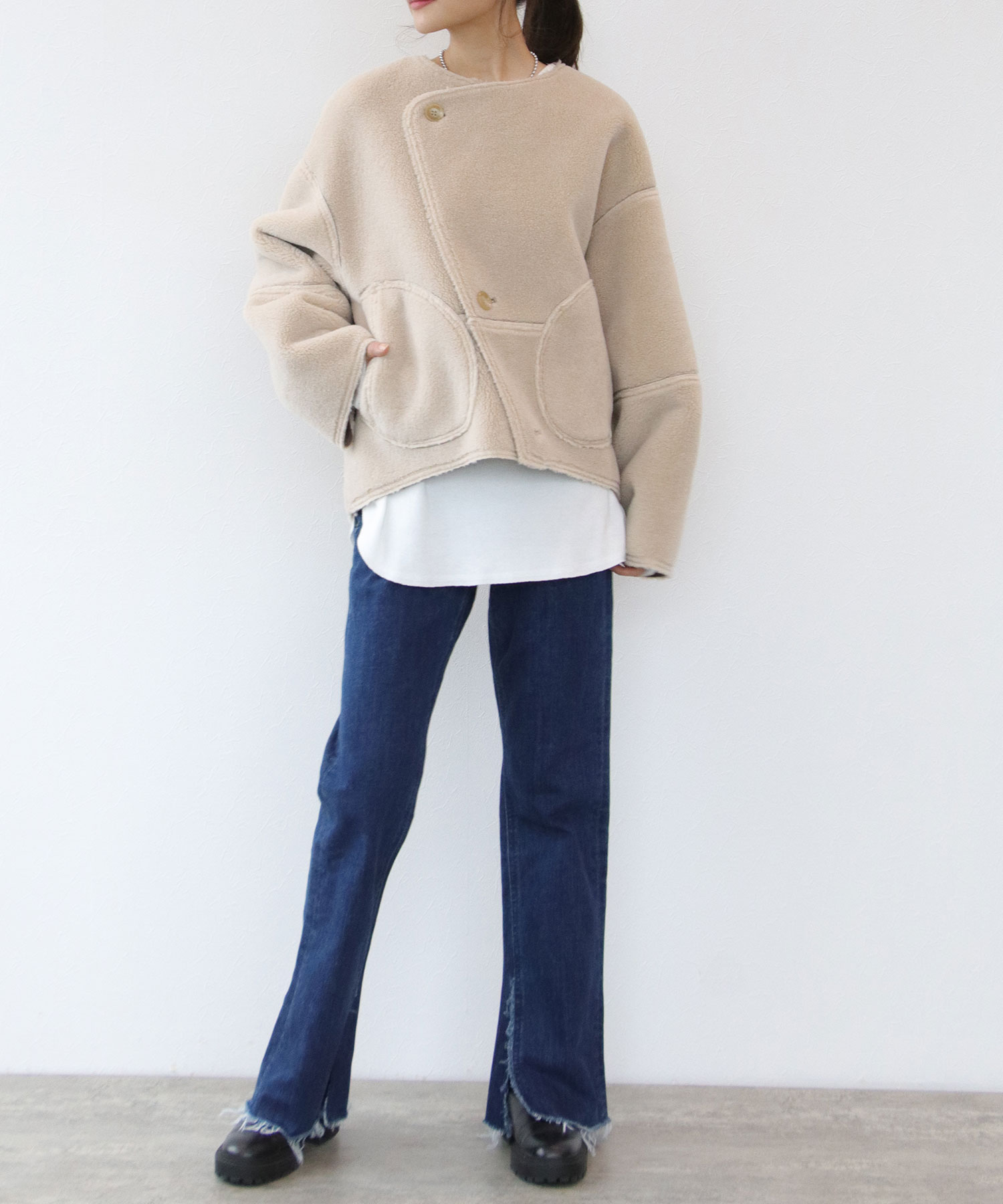 【リバーシブル】ボアパイピングショートコート