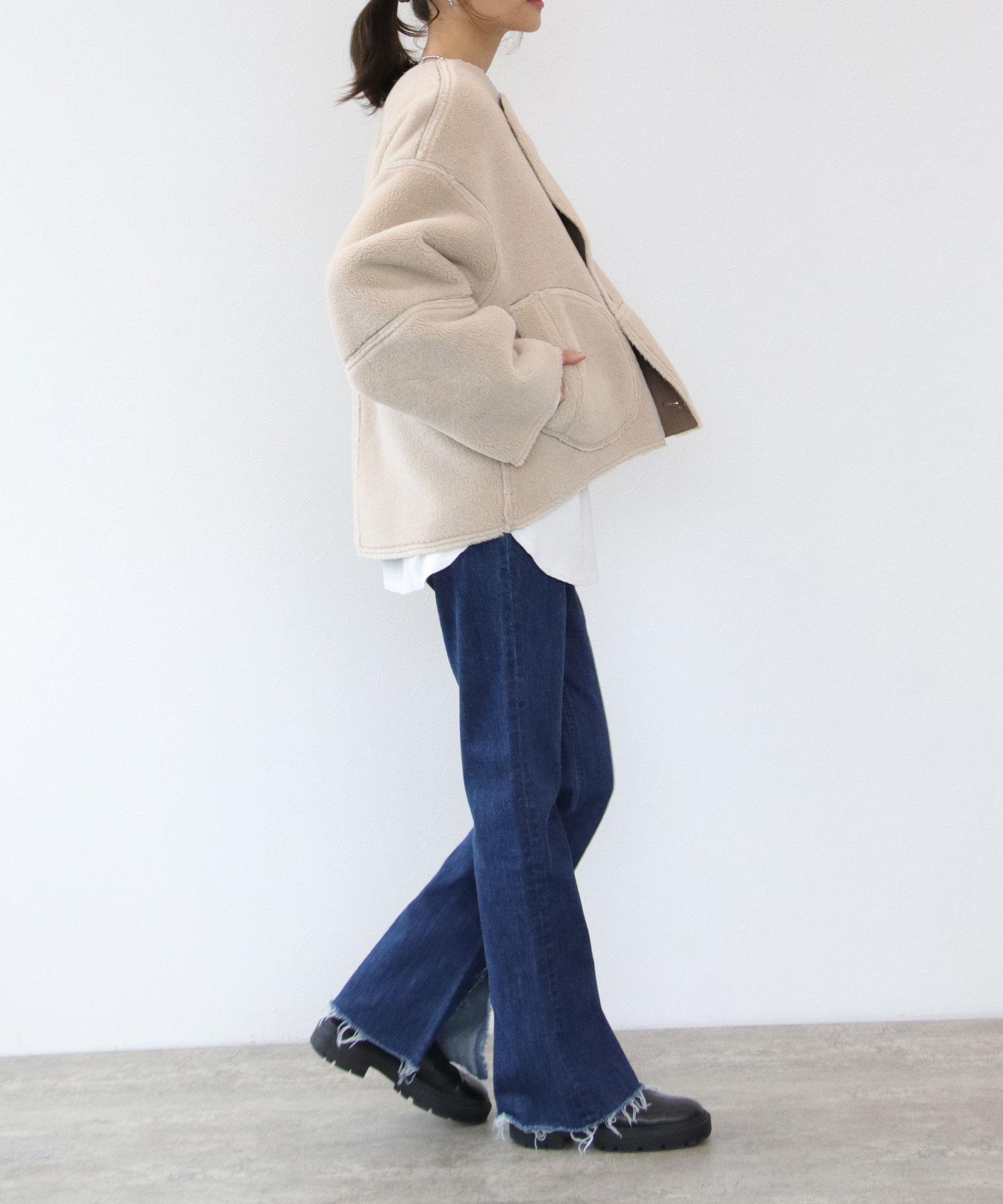 【リバーシブル】ボアパイピングショートコート