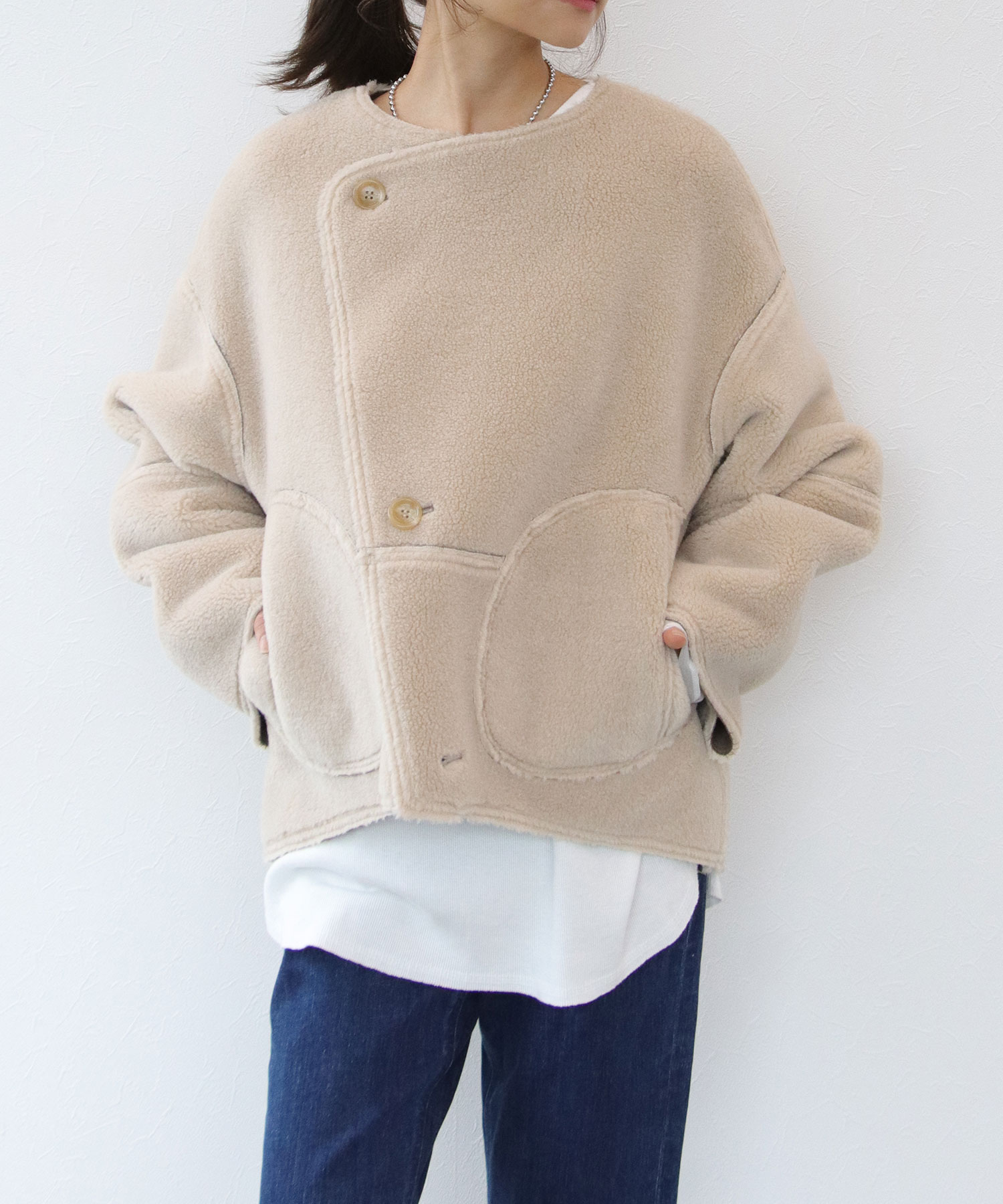 【リバーシブル】ボアパイピングショートコート