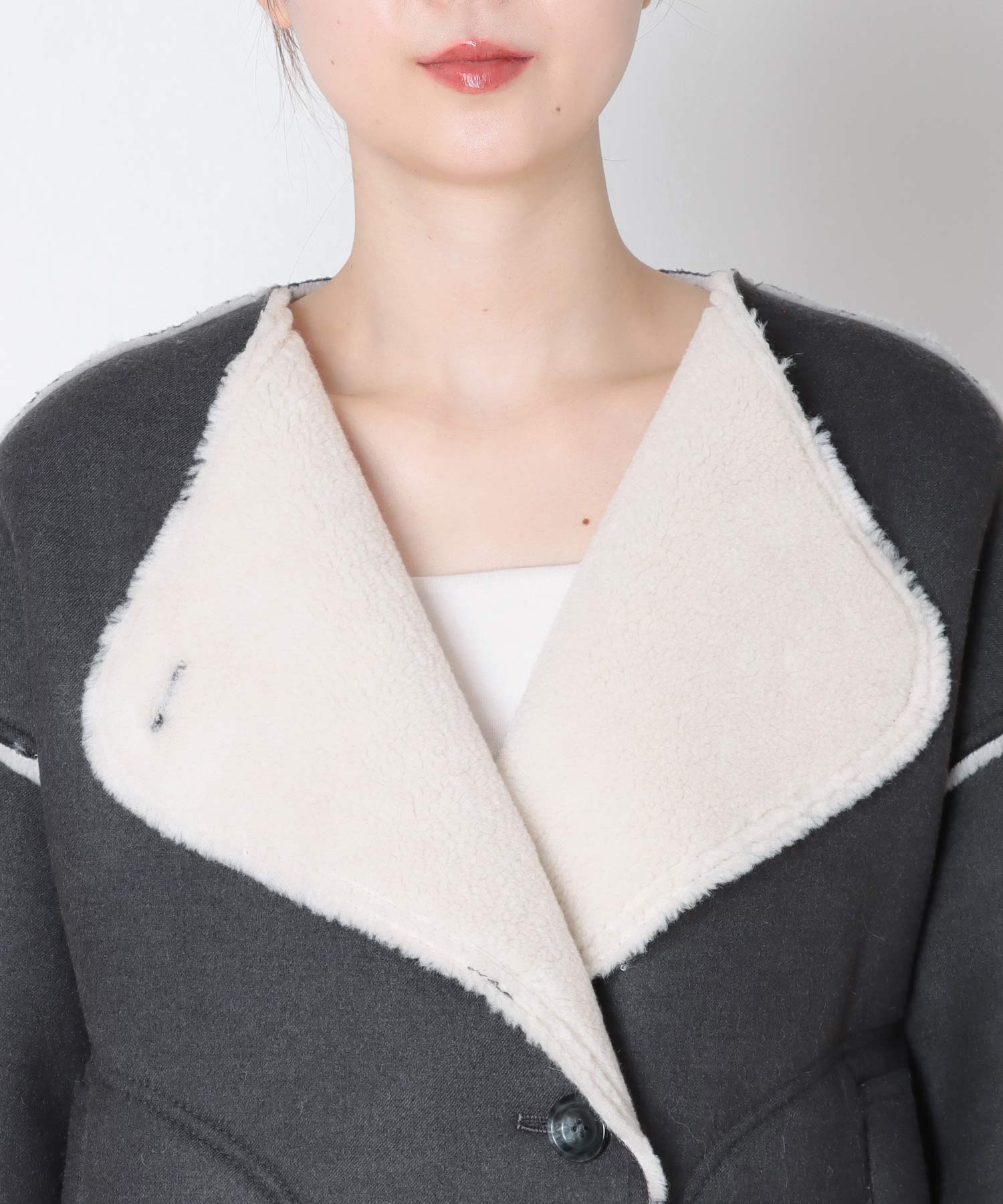 【リバーシブル】ボアパイピングショートコート