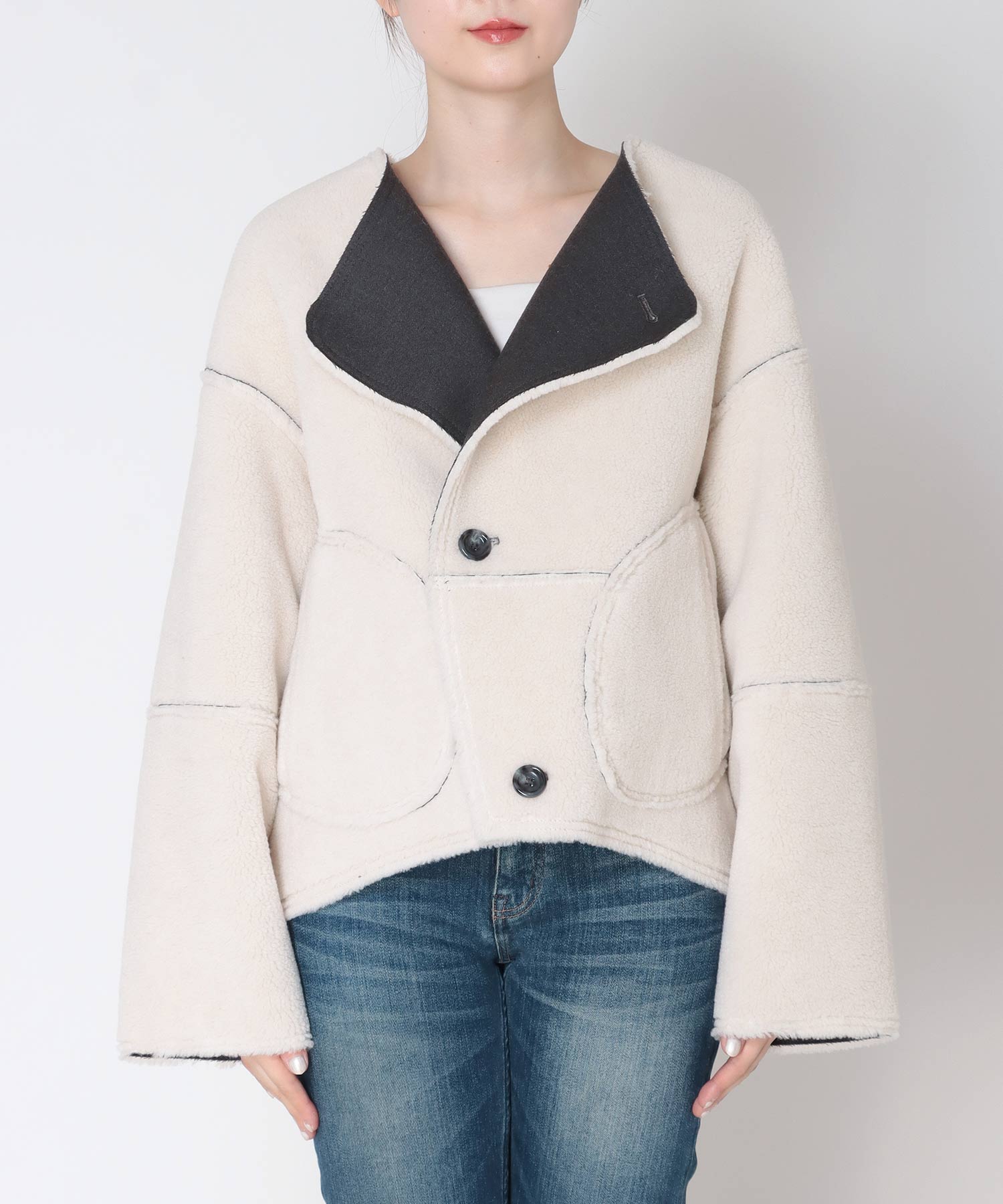 【リバーシブル】ボアパイピングショートコート